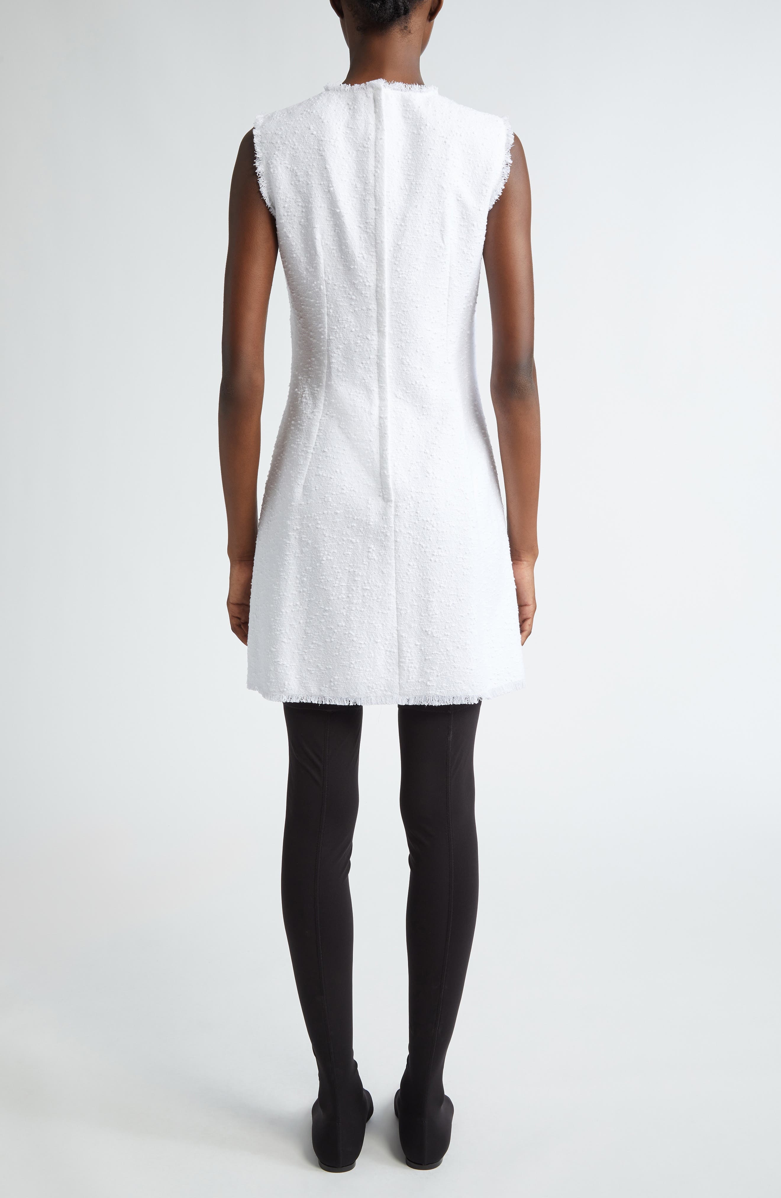 Dolce&Gabbana Rachel Sleeveless Tweed Minidress in Bianco Ottico at Nordstrom - 3