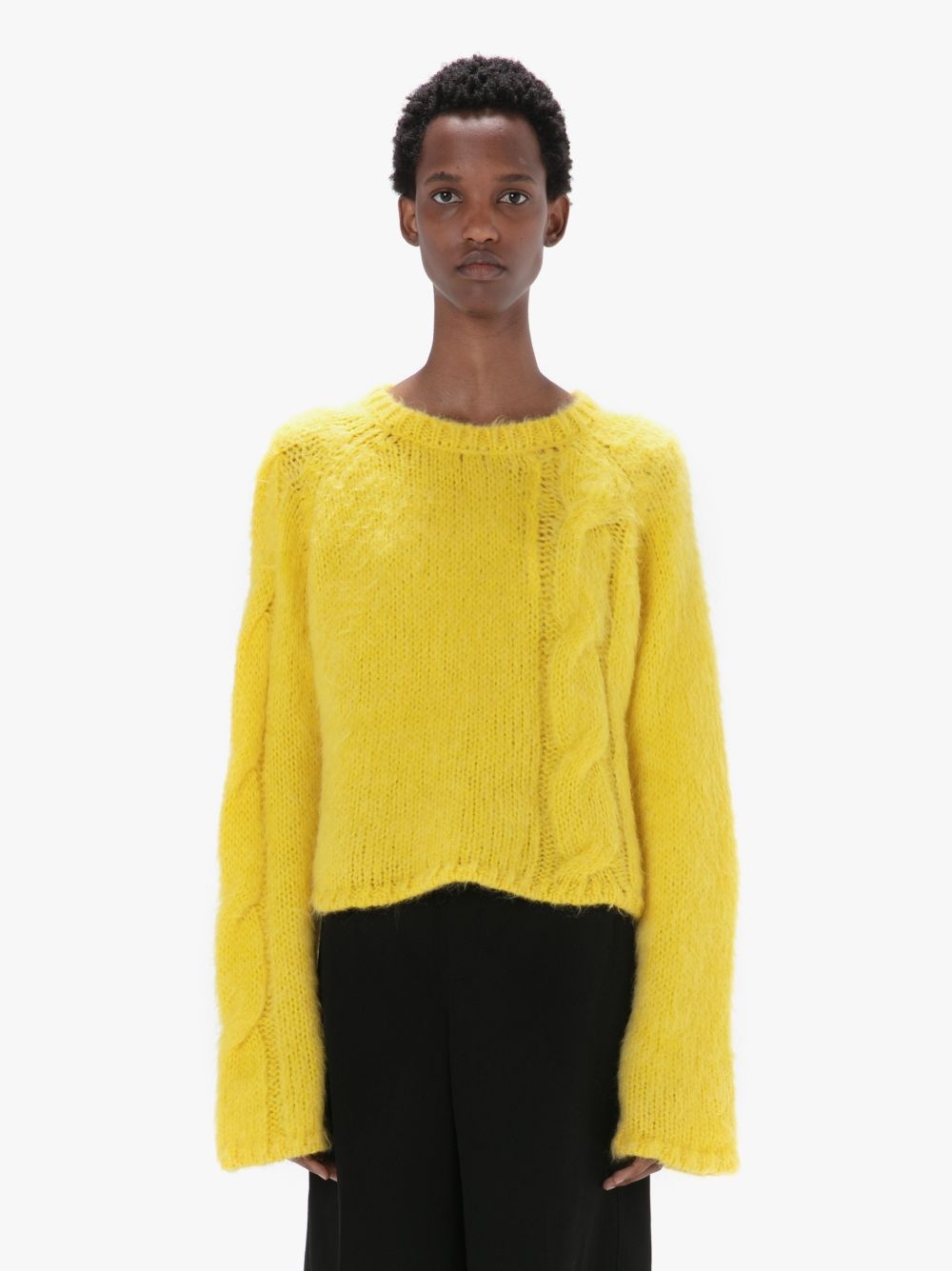 CROPPED CABLE KNIT SWEATER - 2