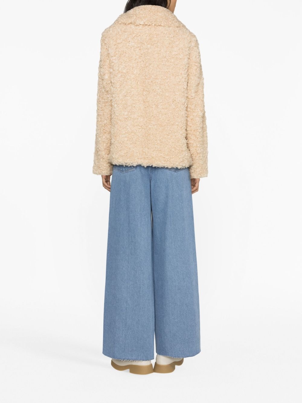 Teddy fur-design oversized coat - 3