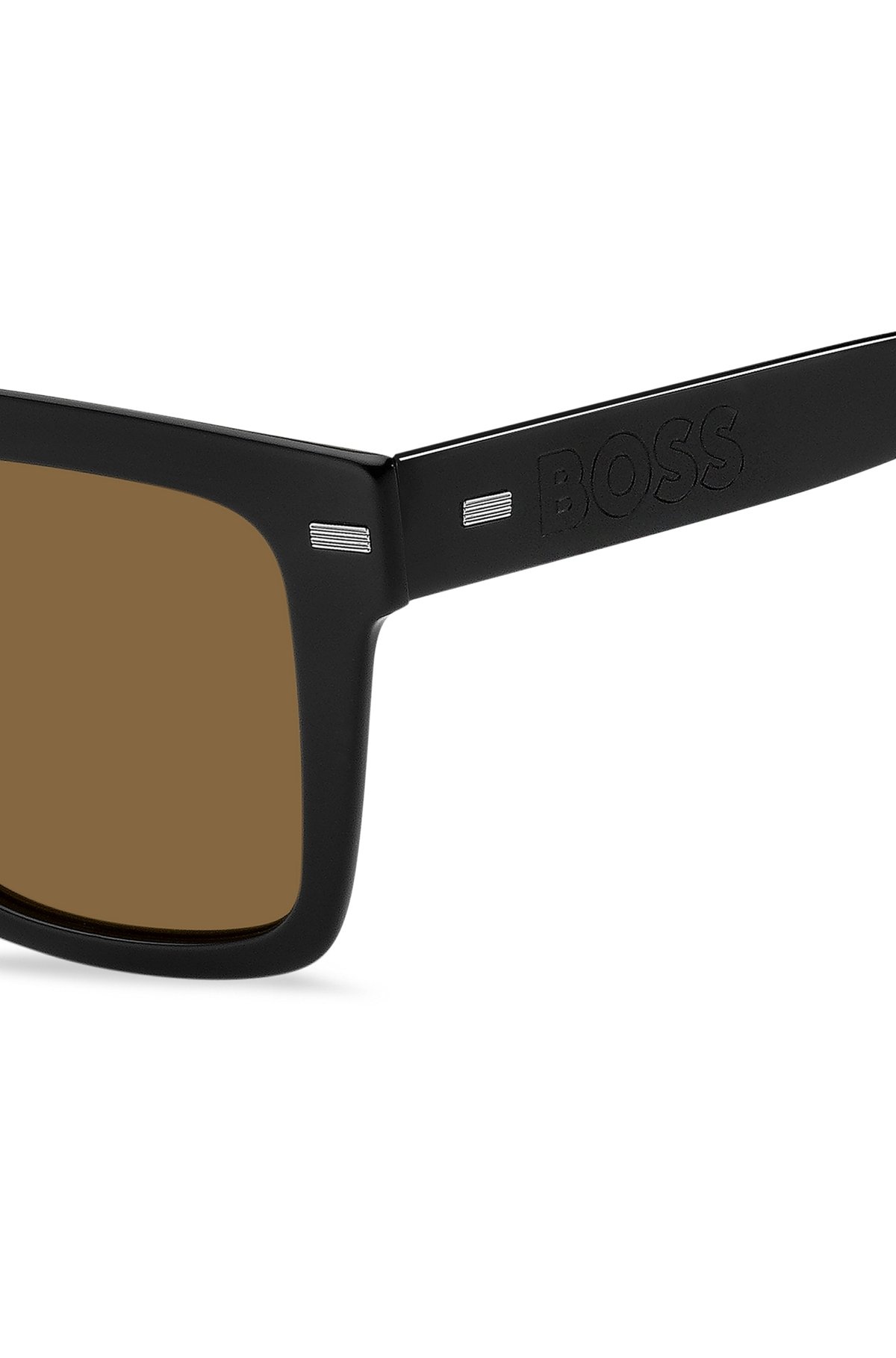 BLACK BIO-ACETATE SUNGLASSES WITH LARGE TEMPLE LOGO - 2