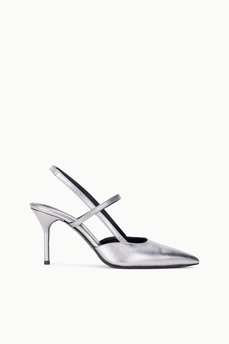 STAUD SEBASTIAN HIGH HEEL SLINGBACK PEWTER 1