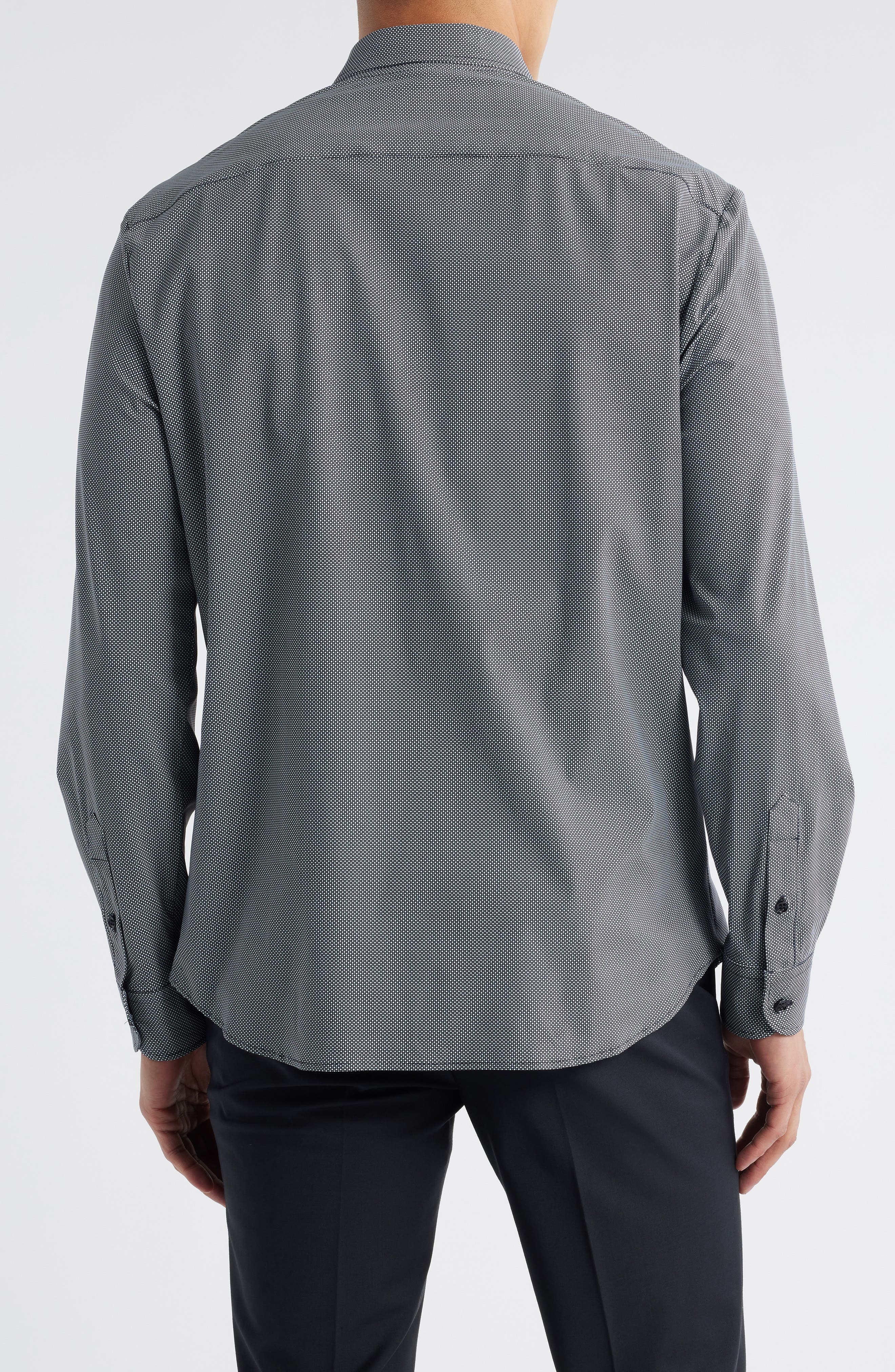 Emporio Armani Microdot Button-Up Shirt in Solid Black at Nordstrom - 3