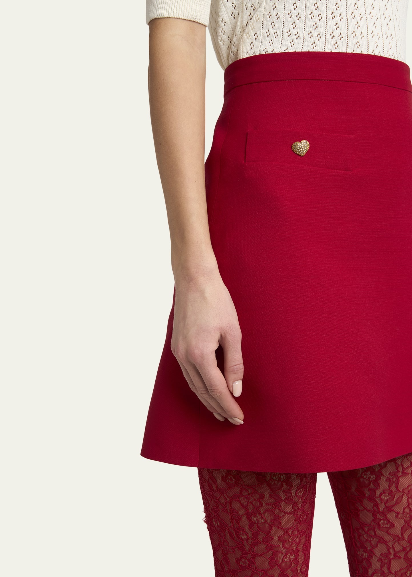 Heart Button Crepe Couture Mini Skirt - 5