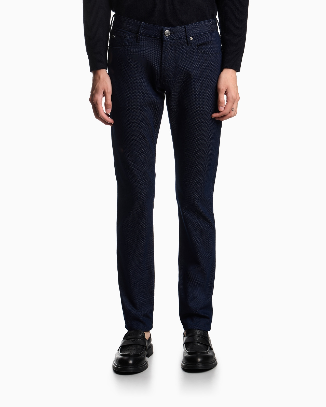 J06 SLIM-FIT, MICRO POLKA-DOT DENIM JEANS - 4