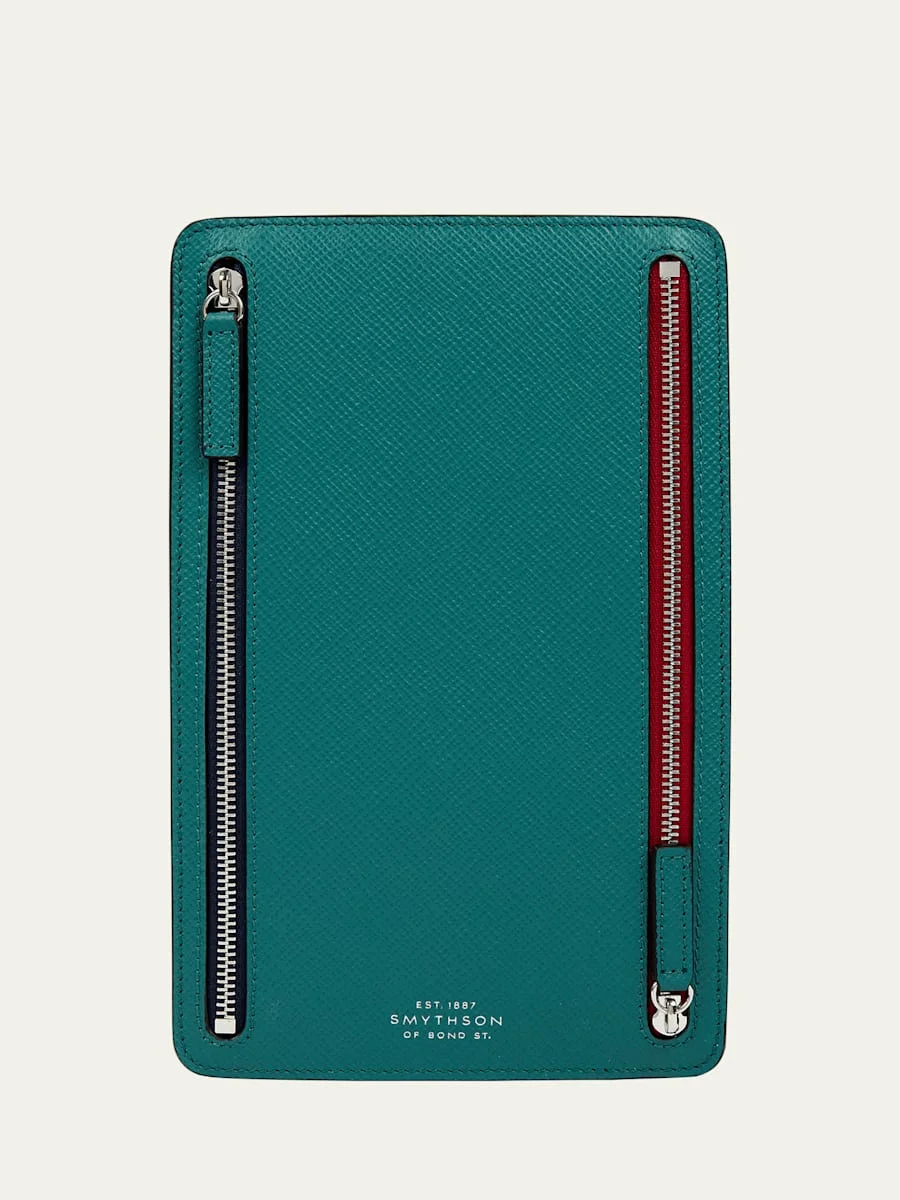 Panama Leather Multi-Zip Case, Petrol - 1