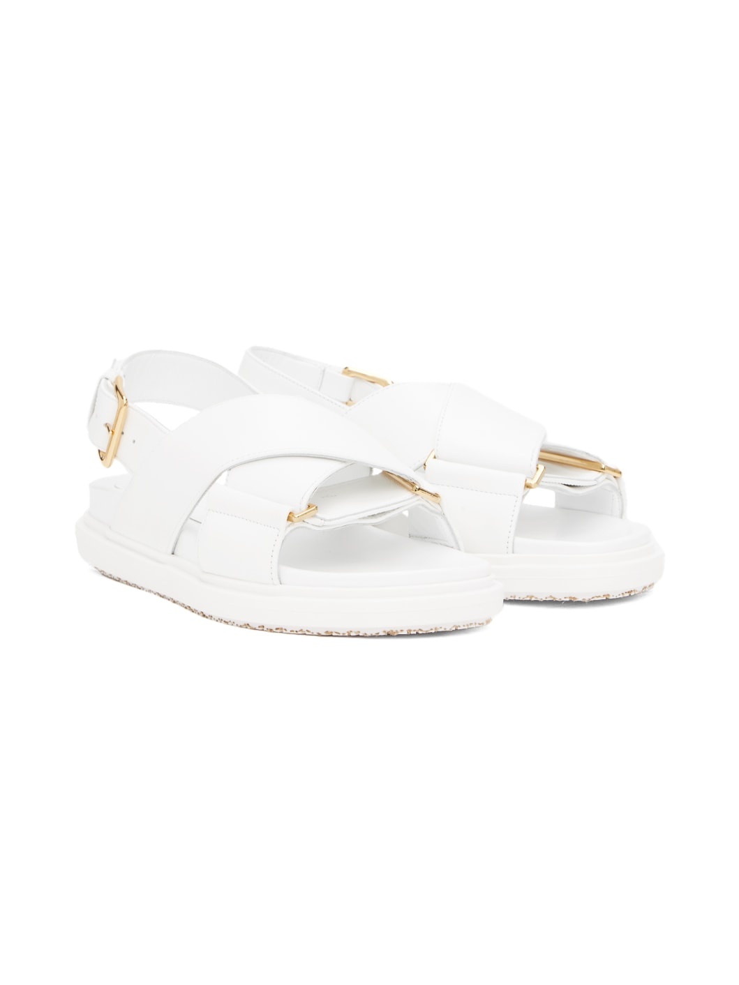 White Leather Fussbett Sandals - 4