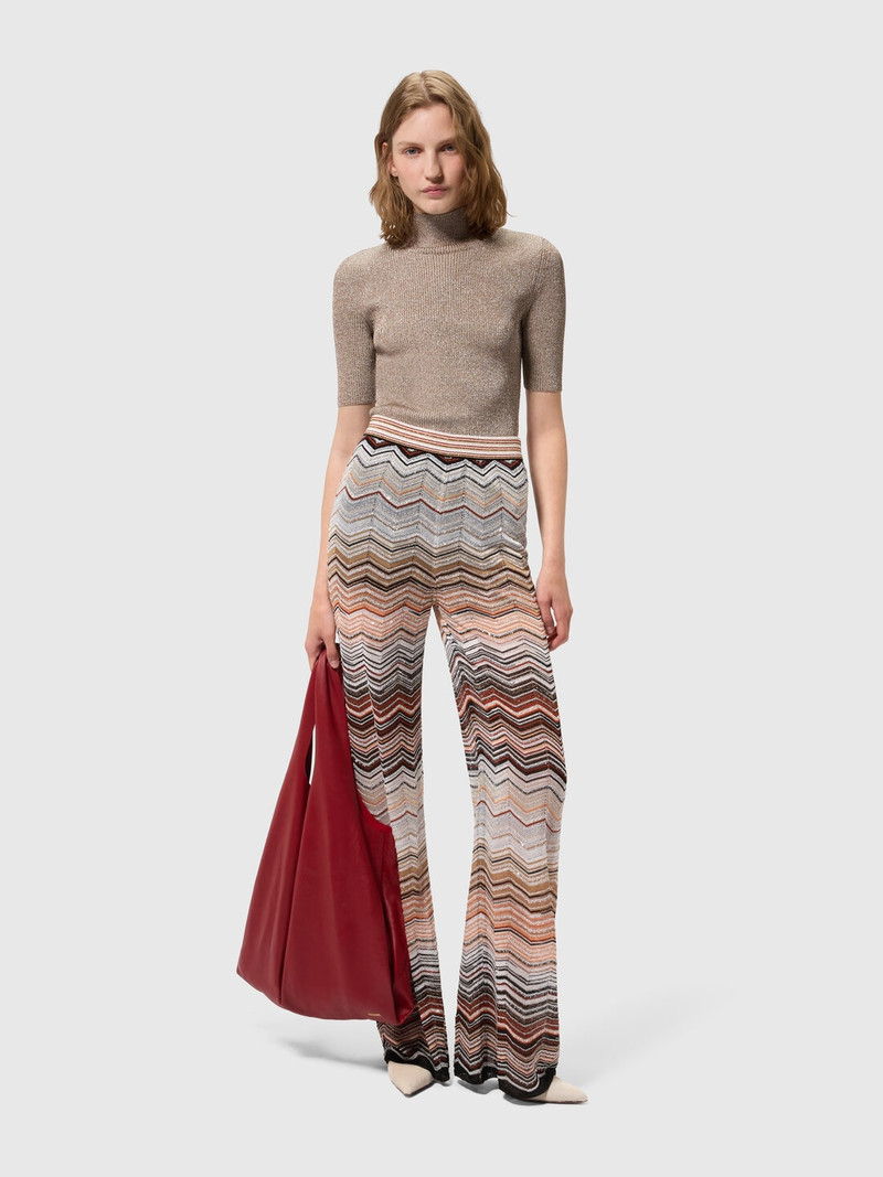 Missoni Wide Chevron Lamé Viscose Trousers with Sequins outlook
