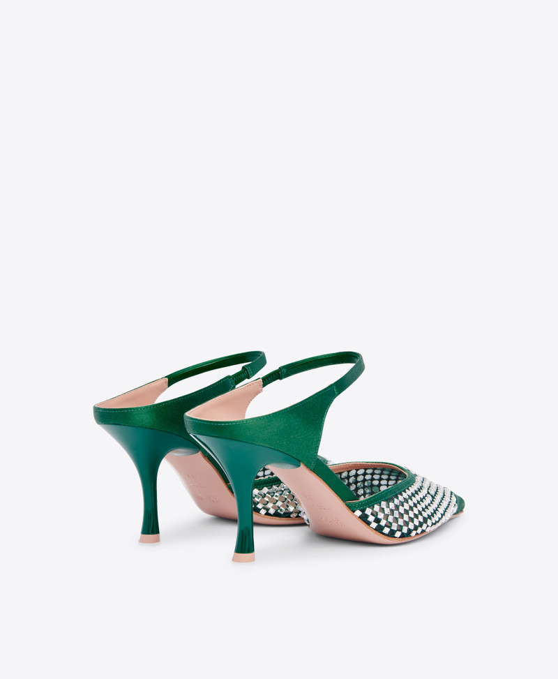 Vega 70 Green Crystal Satin Mules 3
