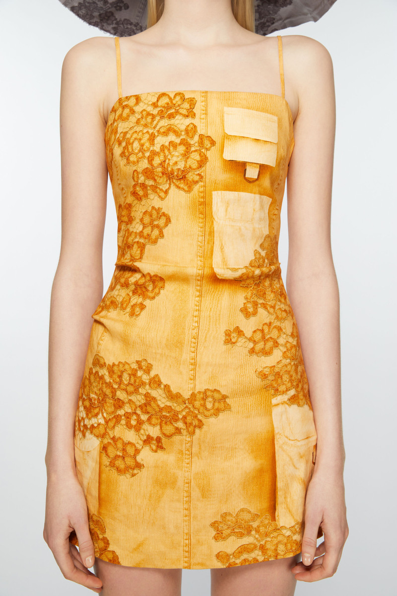 Strap dress trompe l'oeil print - Faded orange 5