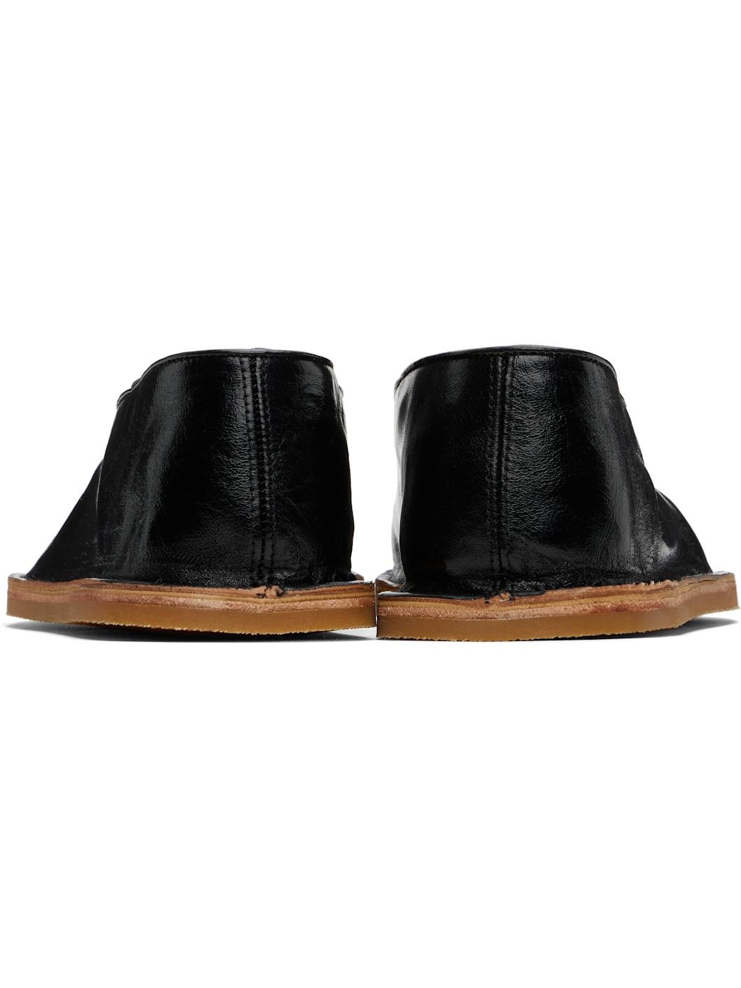 Black Crinkled Leather Loafers - 2