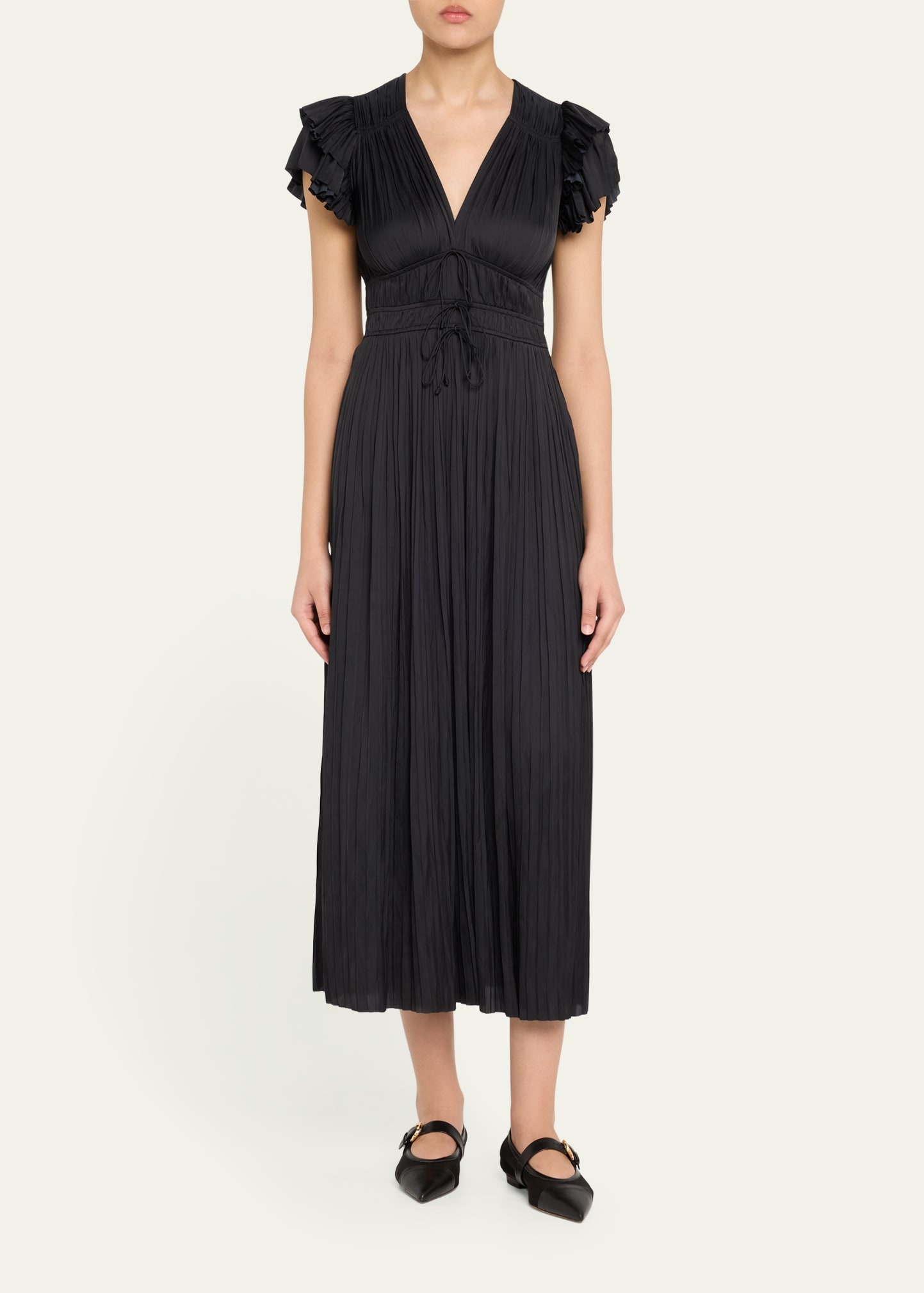 Patrice Flutter-Sleeve Midi Dress - 2