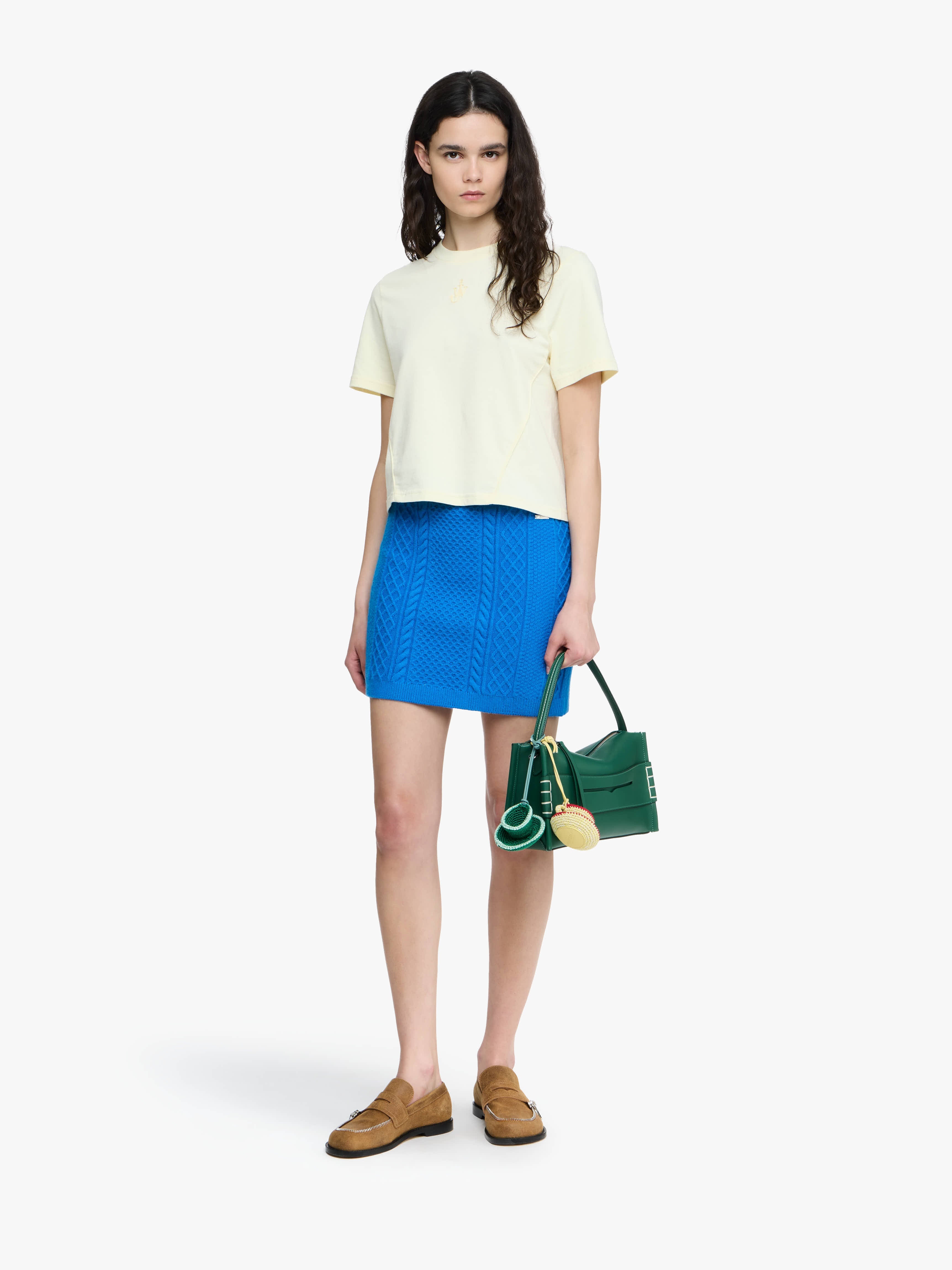 PANELLED CROPPED T-SHIRT WITH ANCHOR EMBROIDERY - 2