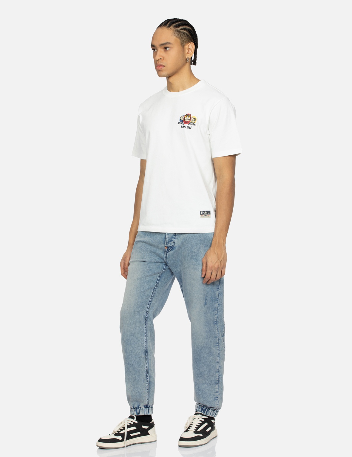 ALLOVER SEAGULL JACQUARD INSERTED DAICOCK REGULAR FIT DENIM JOGGERS - 4