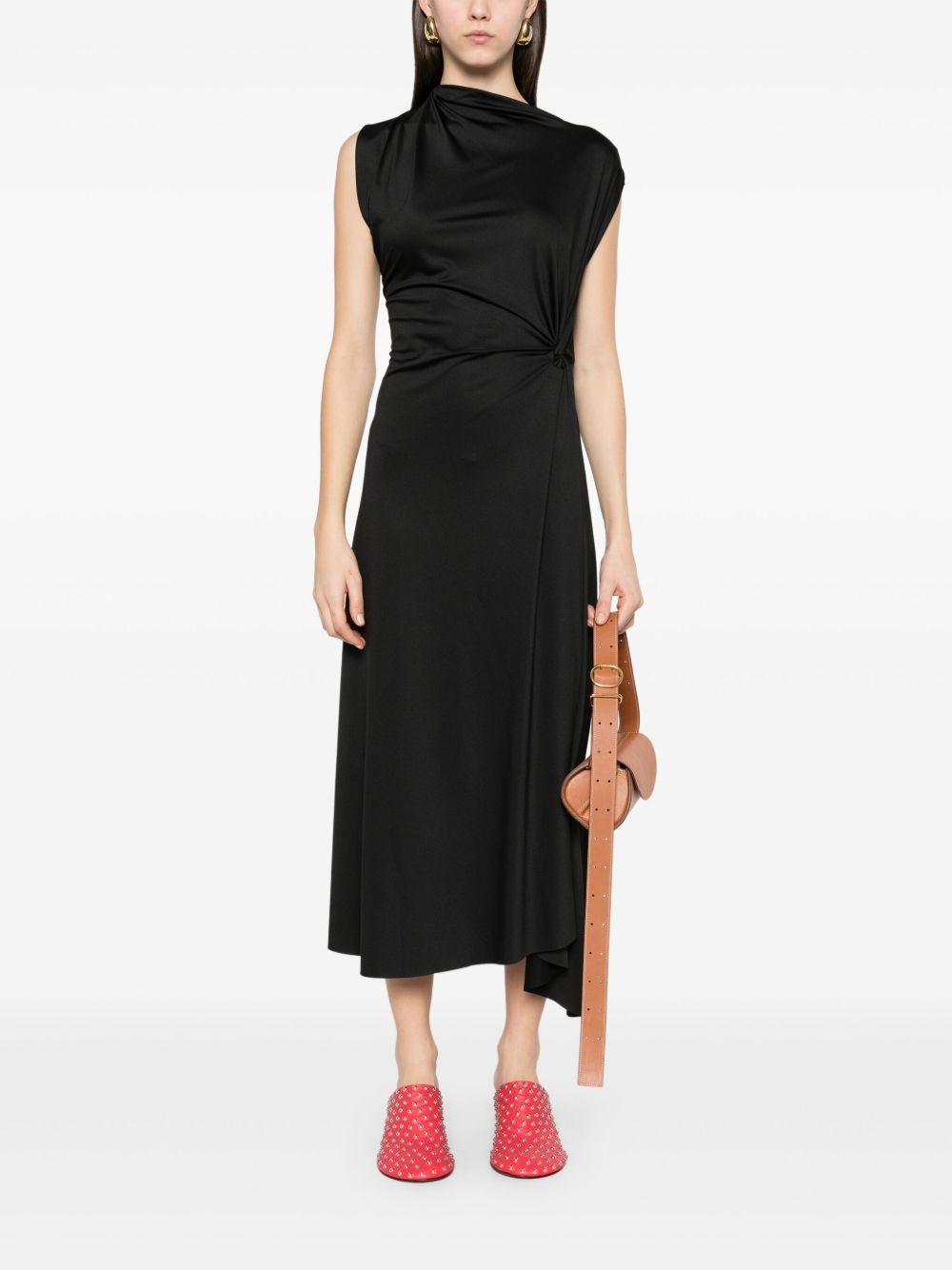 asymmetric drape midi dress - 2