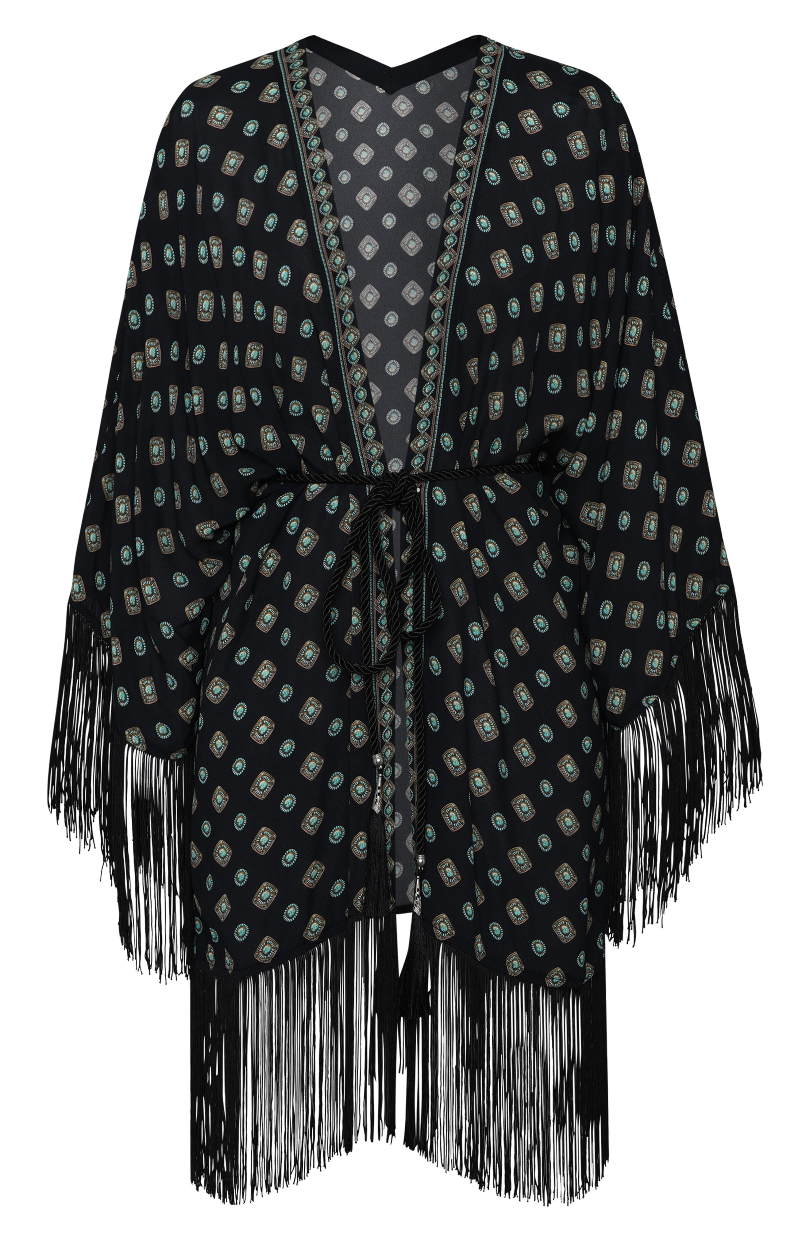 L'AGENCE Caterina Southwestern Fringe Cover-Up in Black at Nordstrom - 3