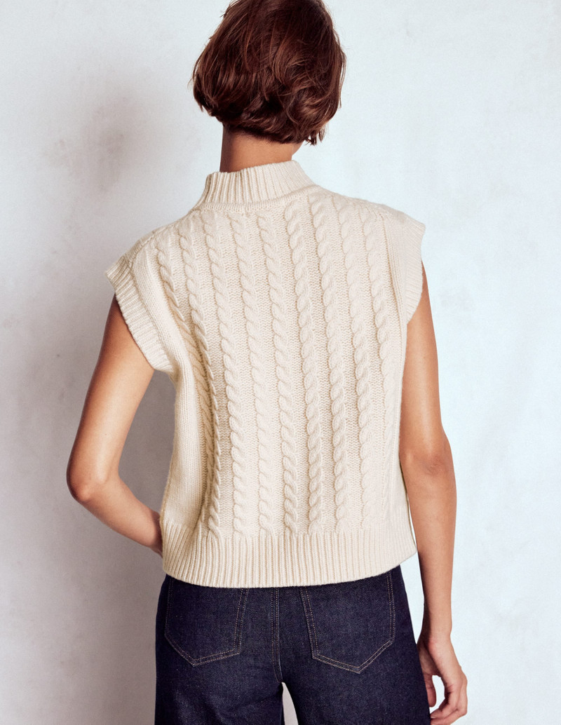 Amara Merino Cable Vest-Warm Ivory 4