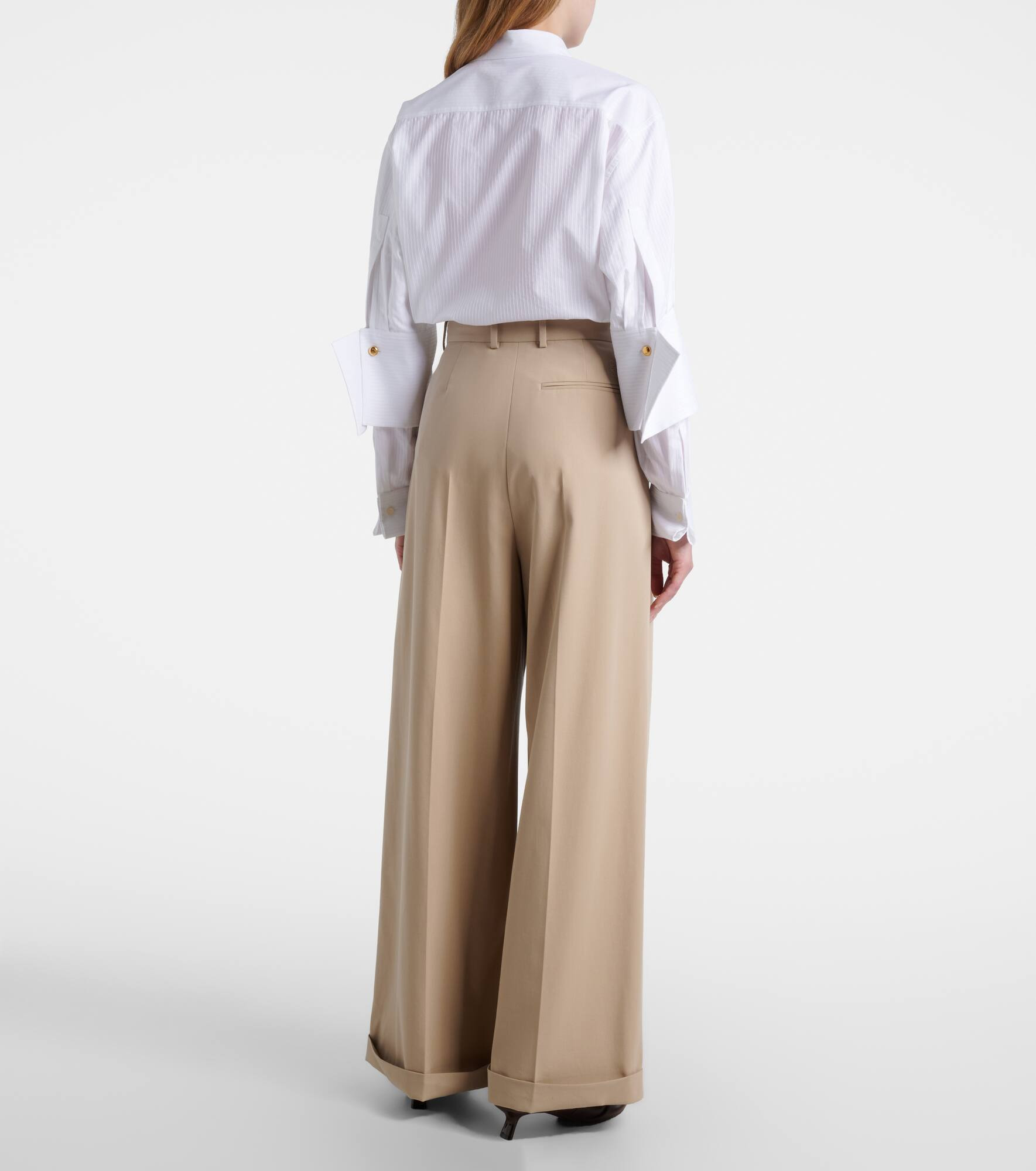 High-rise cotton wide-leg pants - 3
