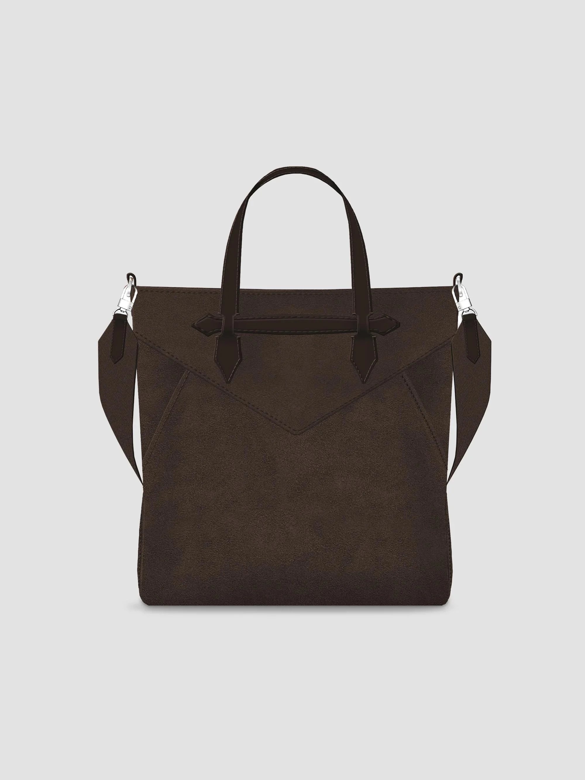 Men's Envelope Suede Tote - Brown - 1