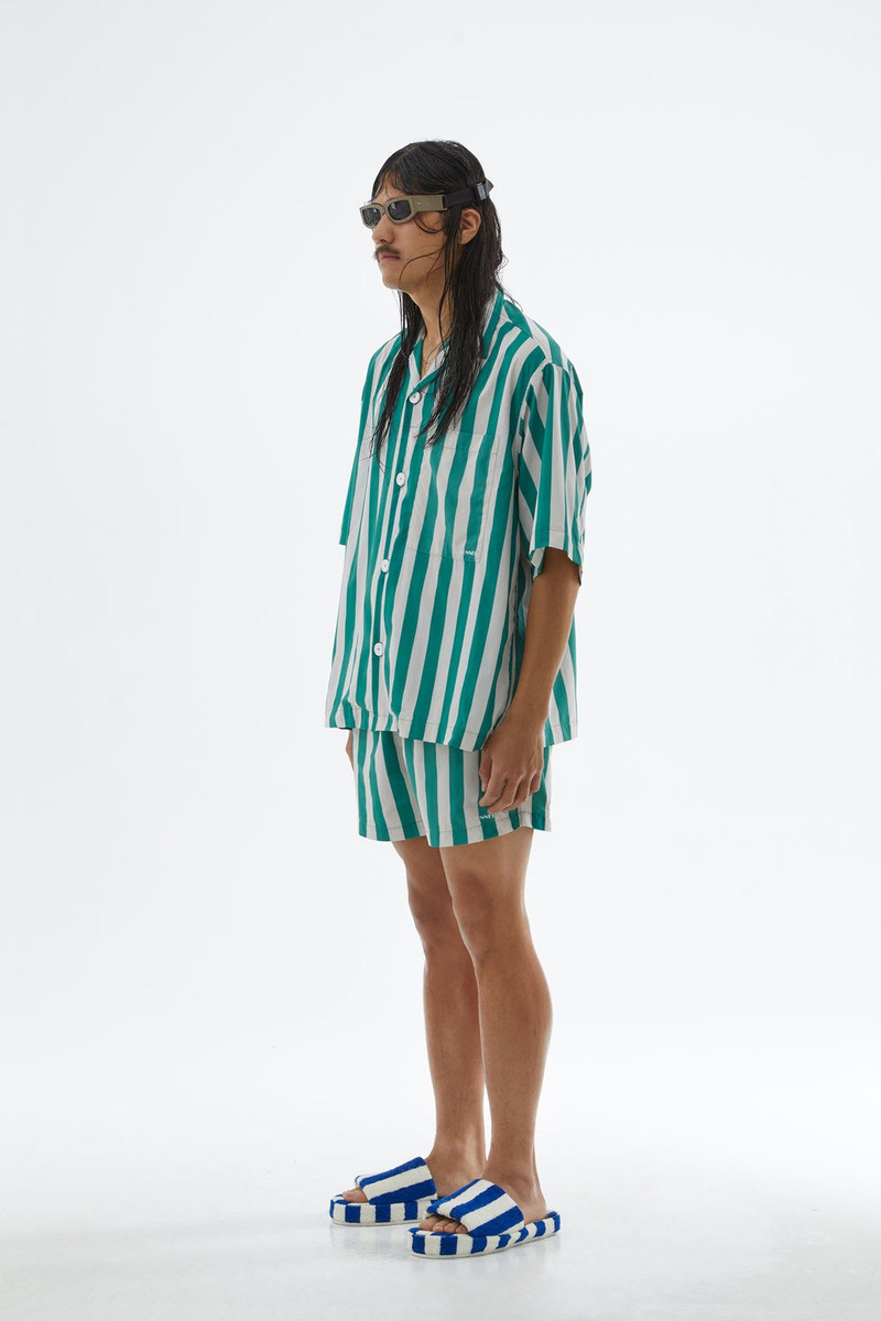 SHORTSLEEVED GREEN & WHITE NYLON SHIRT 4