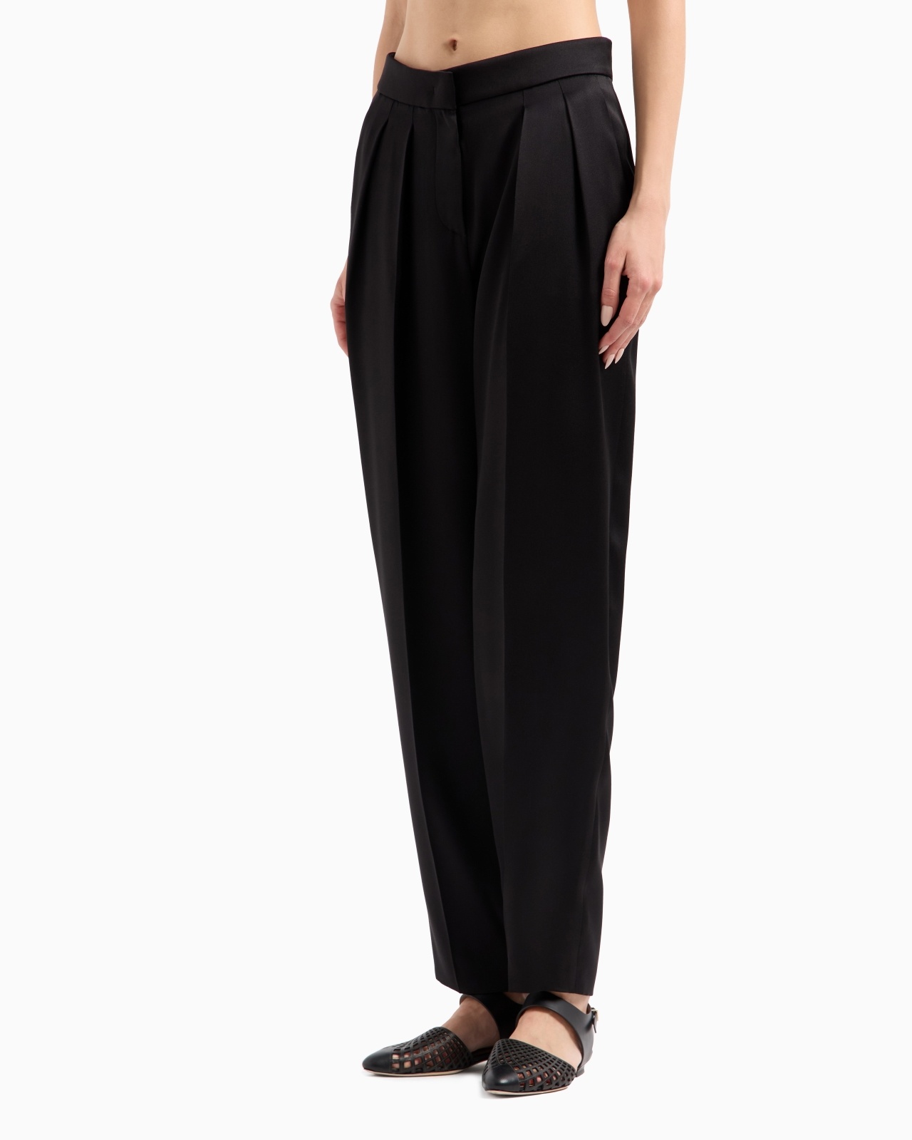 SILK CADY TROUSERS WITH PLEATS - 2