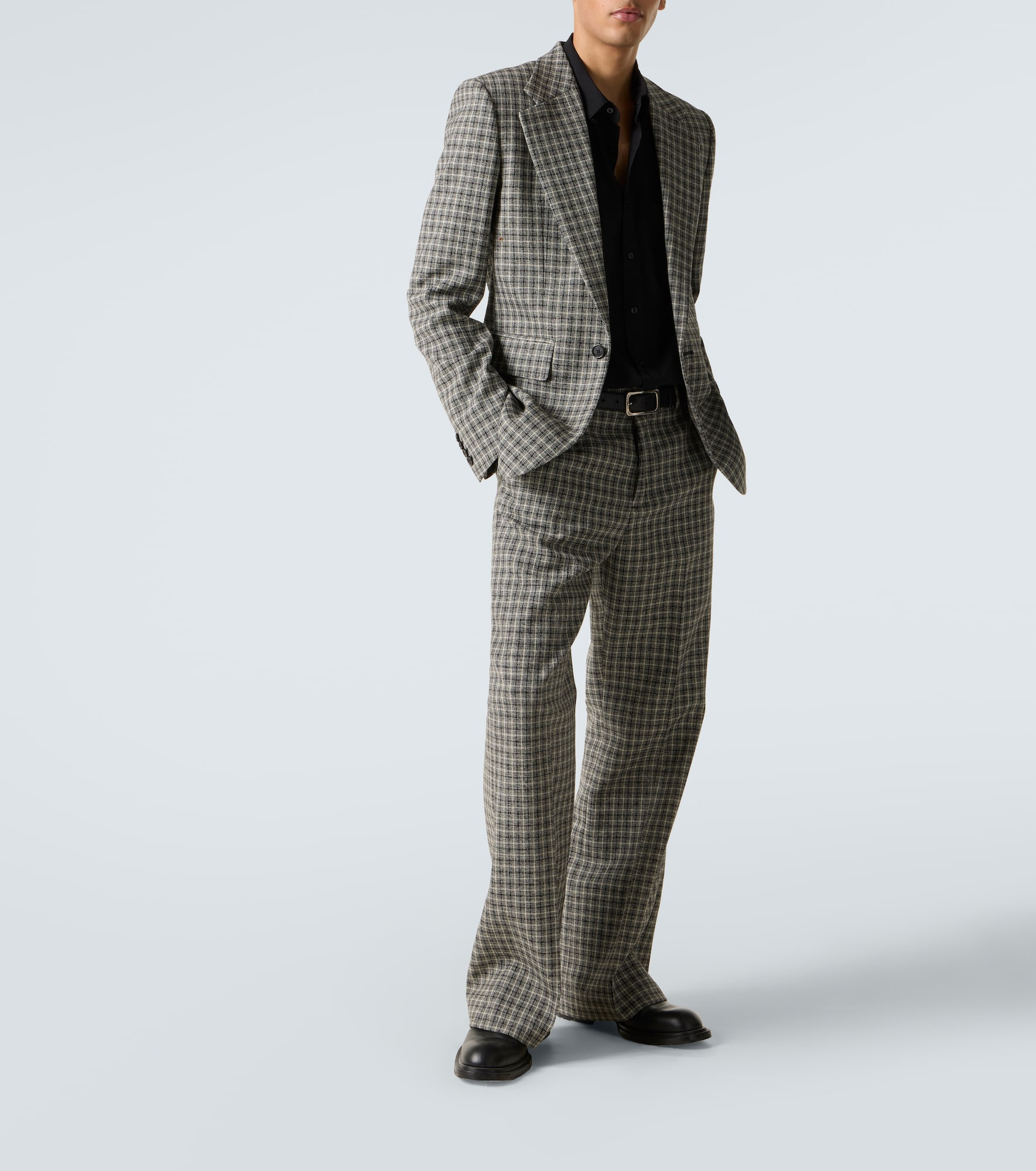 Checked wool suit jacket - 2