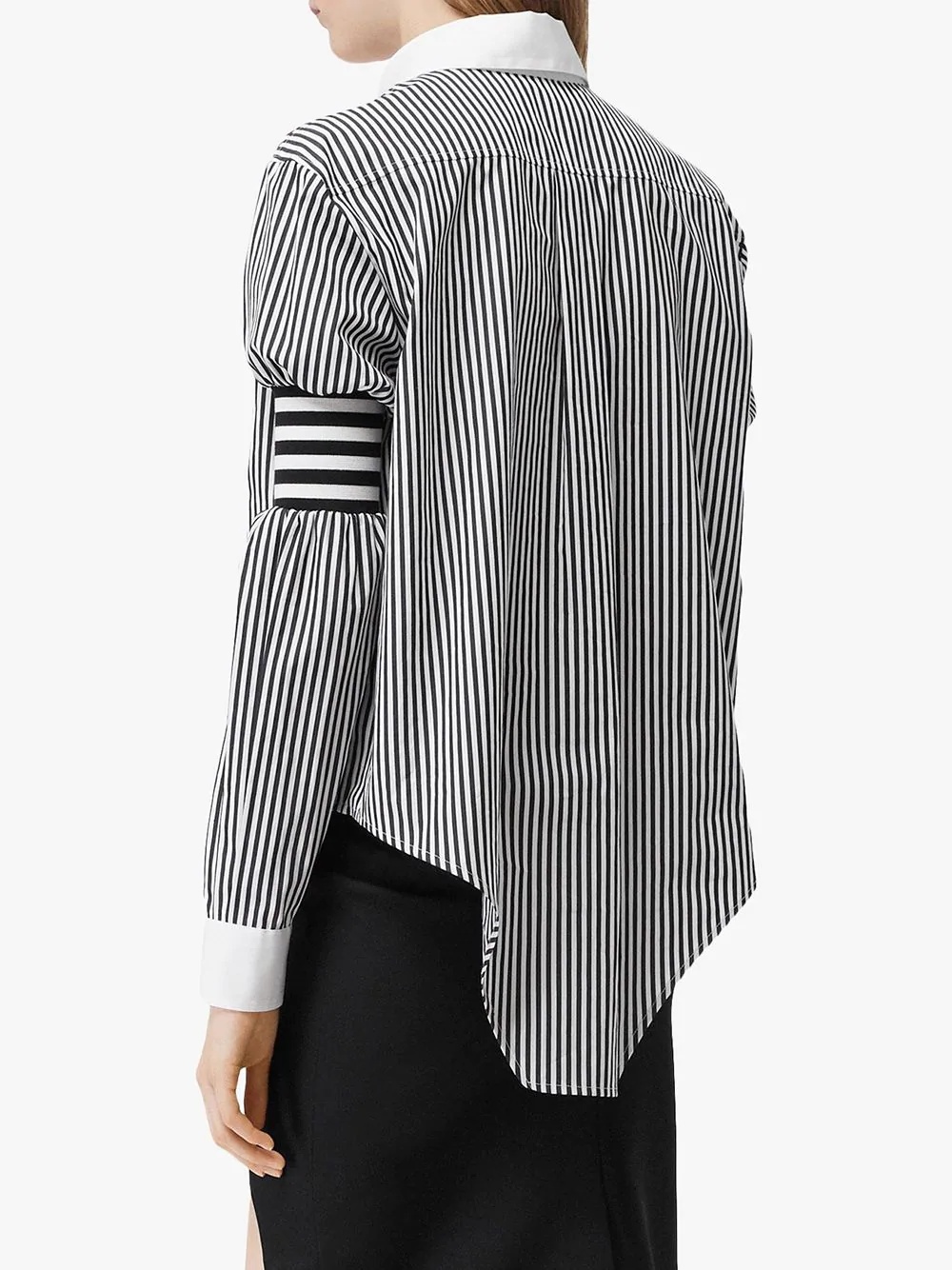 cut-out hem striped shirt - 4