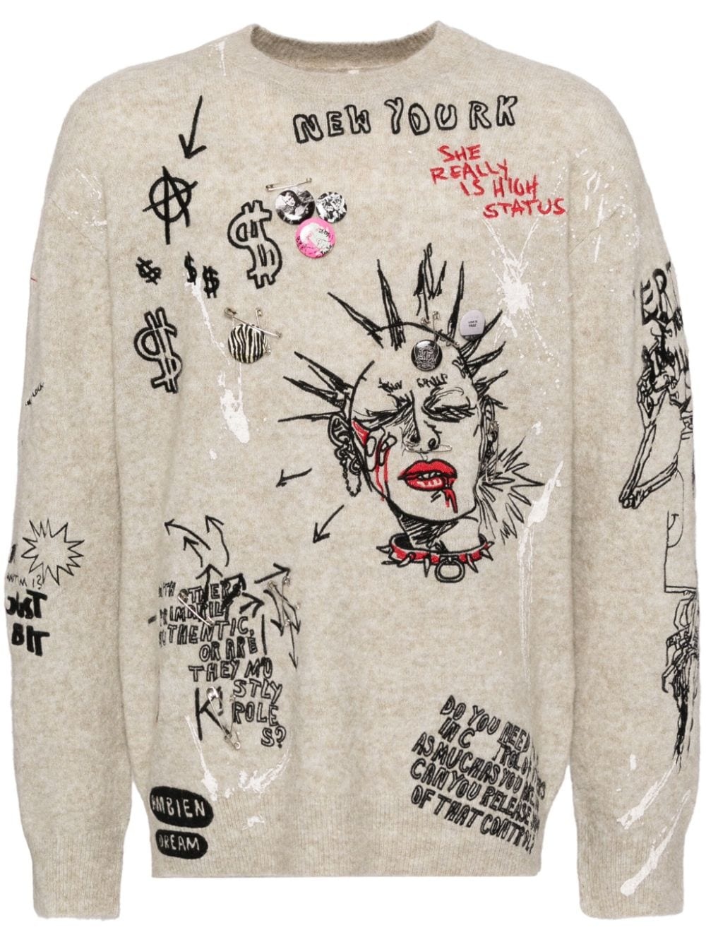 embroidered boyfriend sweater - 1