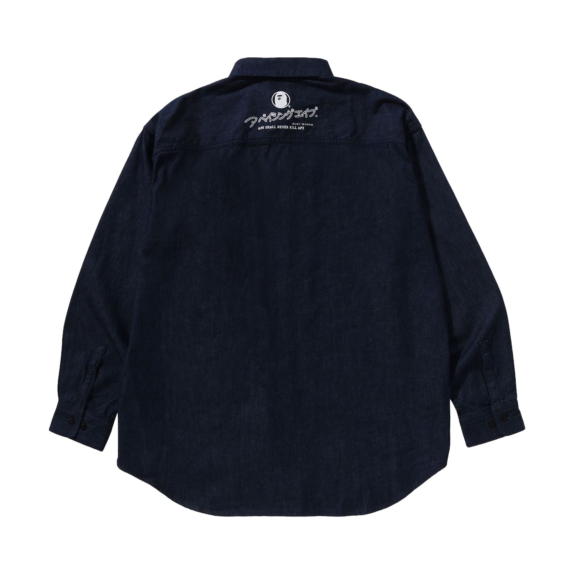 BAPE Sta Ape Head Relaxed Fit Denim Long-Sleeve Shirts 'Indigo' - 2