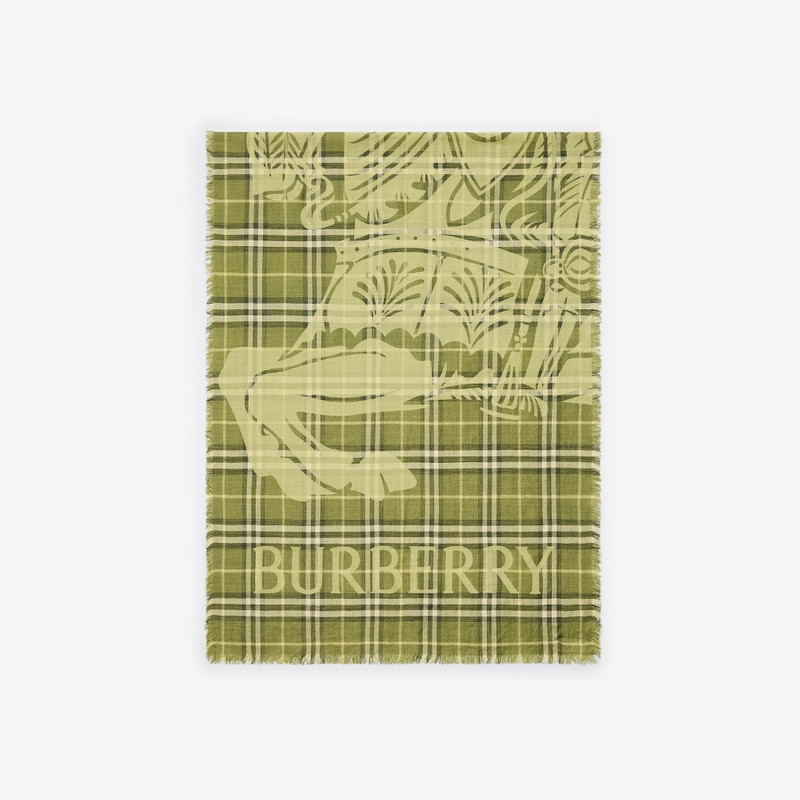 Wide EKD Check Wool Silk Scarf 1