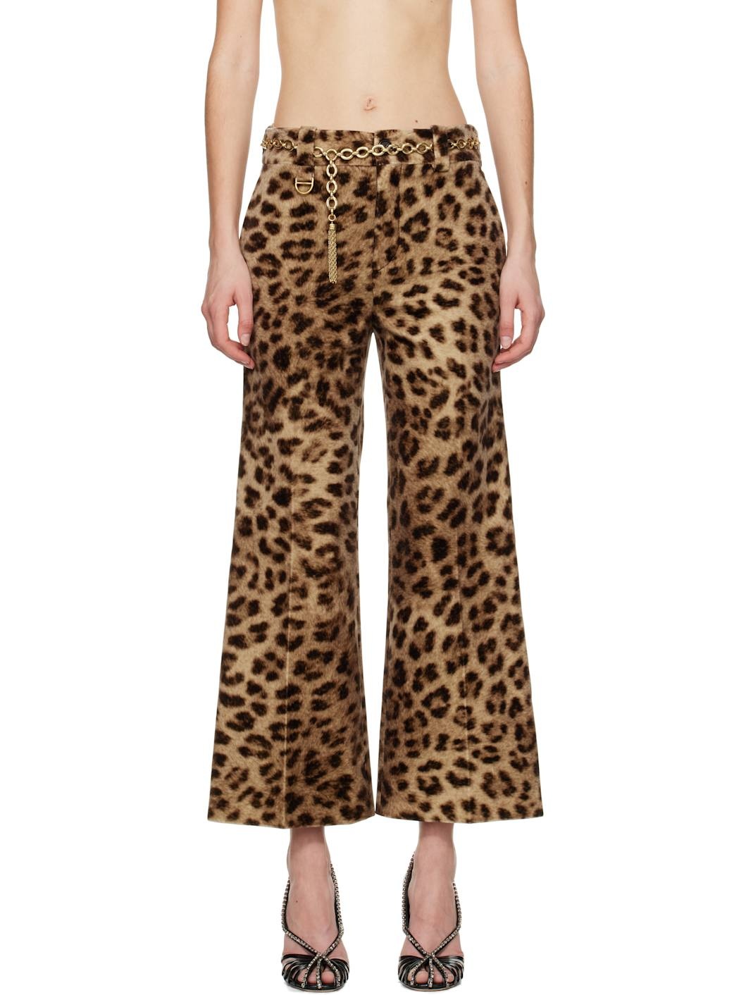 Brown Cropped Bootcut Trousers - 1