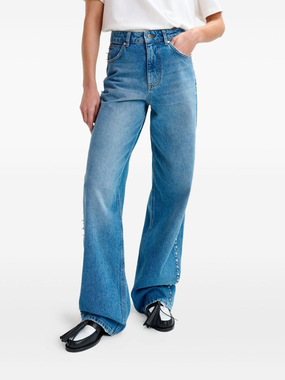 crystal-embellished jeans - 4