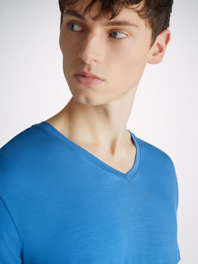 Men's V-Neck T-Shirt Basel Micro Modal Stretch Ocean - 5