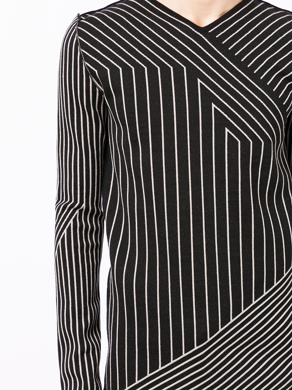 stripe-pattern V-neck sweater - 5