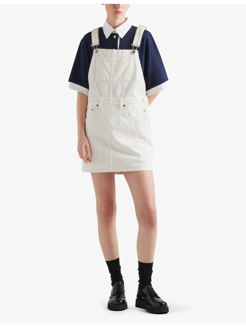 Dungaree-style denim mini dress - 2
