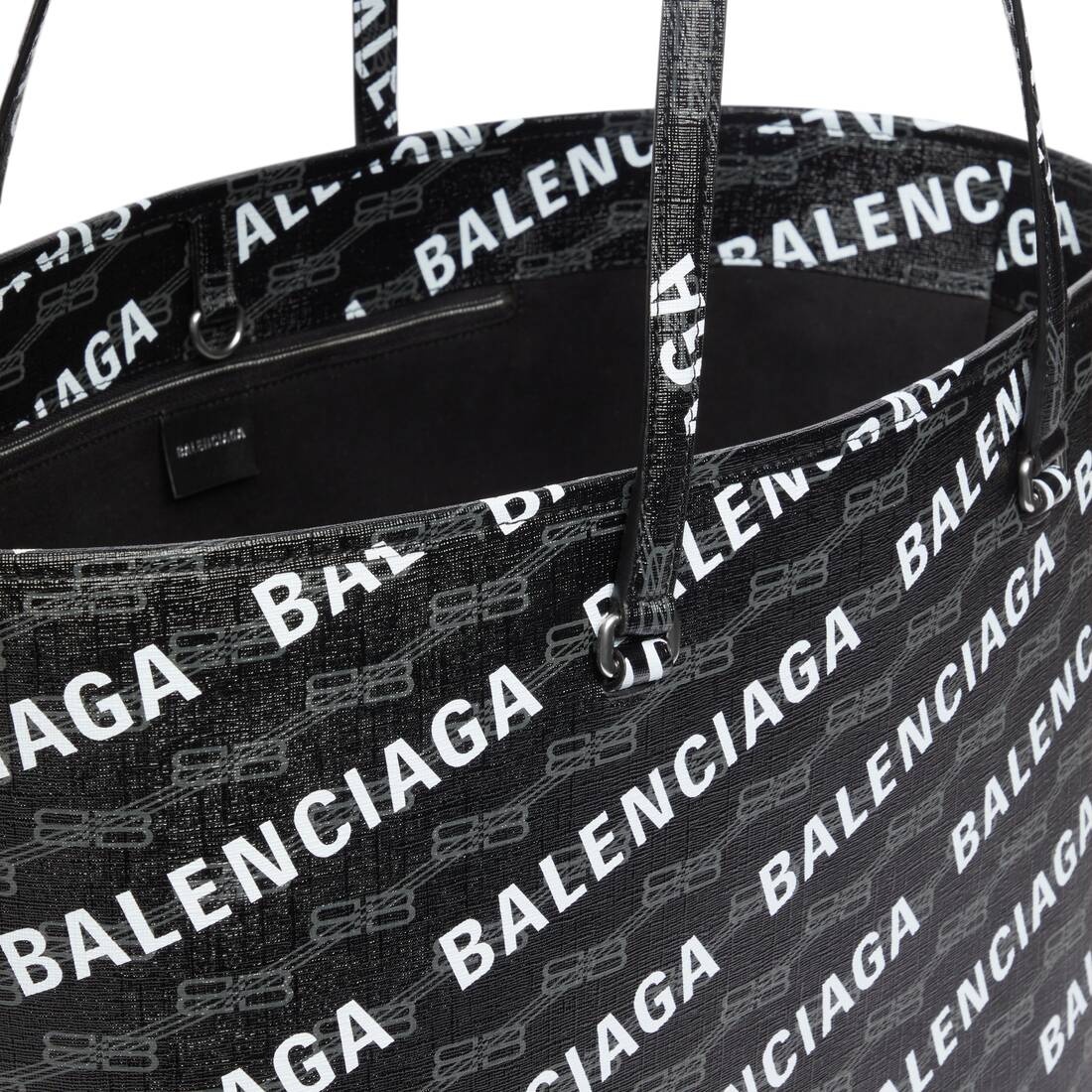 Men's Signature Large East-west Shopper Bag Bb Monogram Coated Canvas And Allover Logo  in Black - 7
