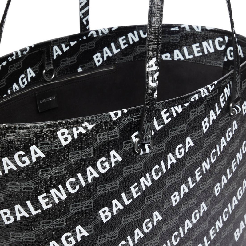 Men's Signature Large East-west Shopper Bag Bb Monogram Coated Canvas And Allover Logo  in Black 7