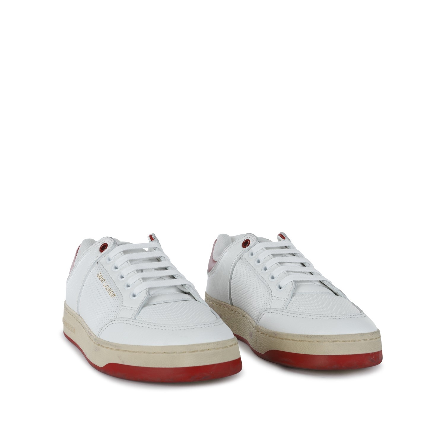 WHITE AND RED LEATHER SL/61 SNEAKERS - 2