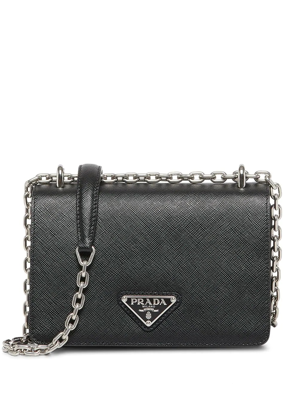 chain-link trim shoulder bag - 1