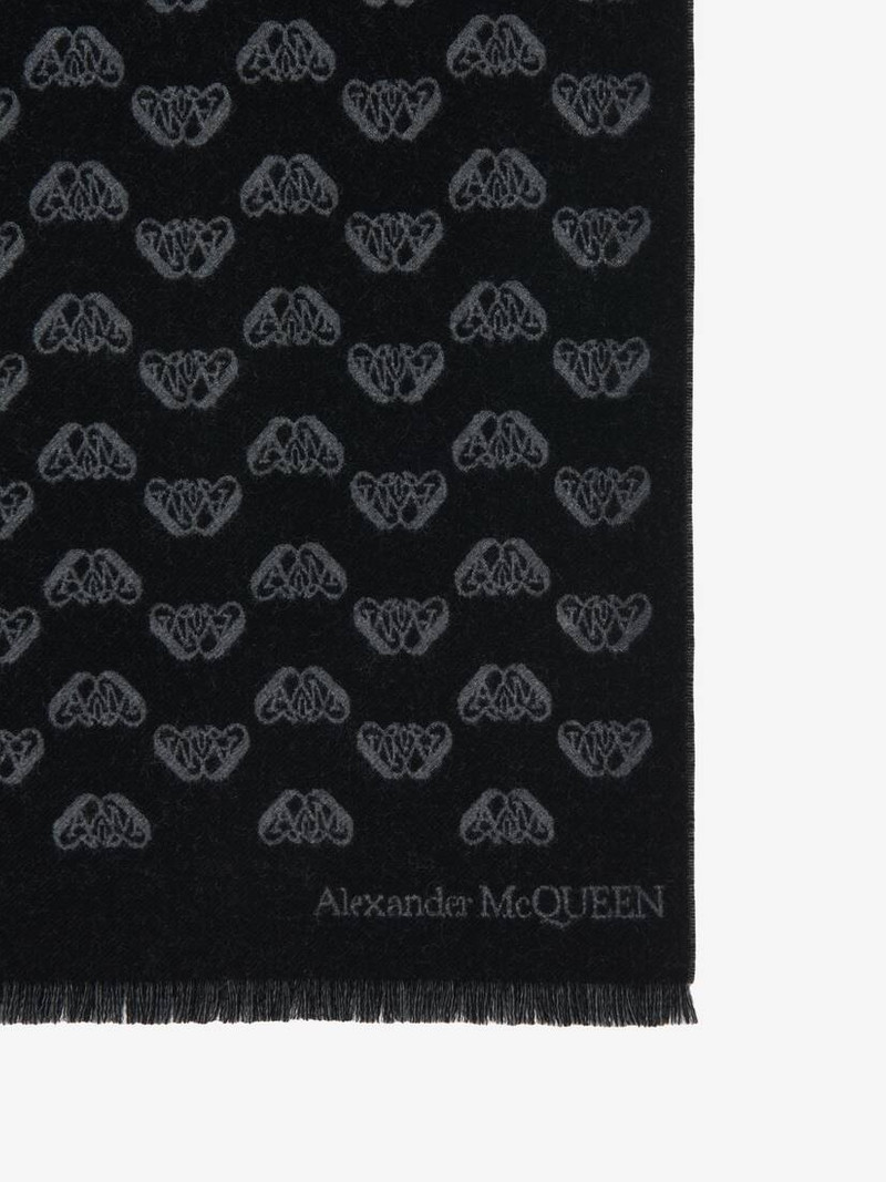 Men's Up-and-down Seal Logo Scarf in Black/dark Grey 4