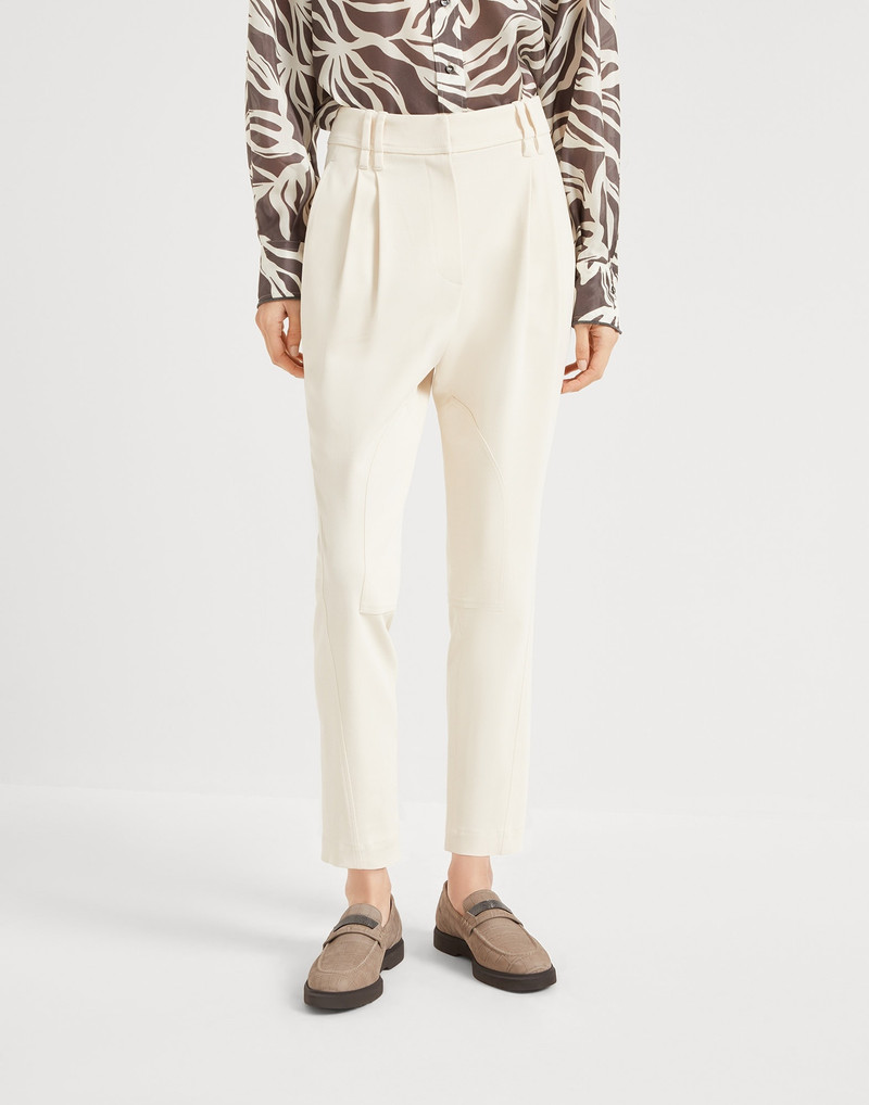 Viscose and wool stretch twill equestrian trousers with monili 1