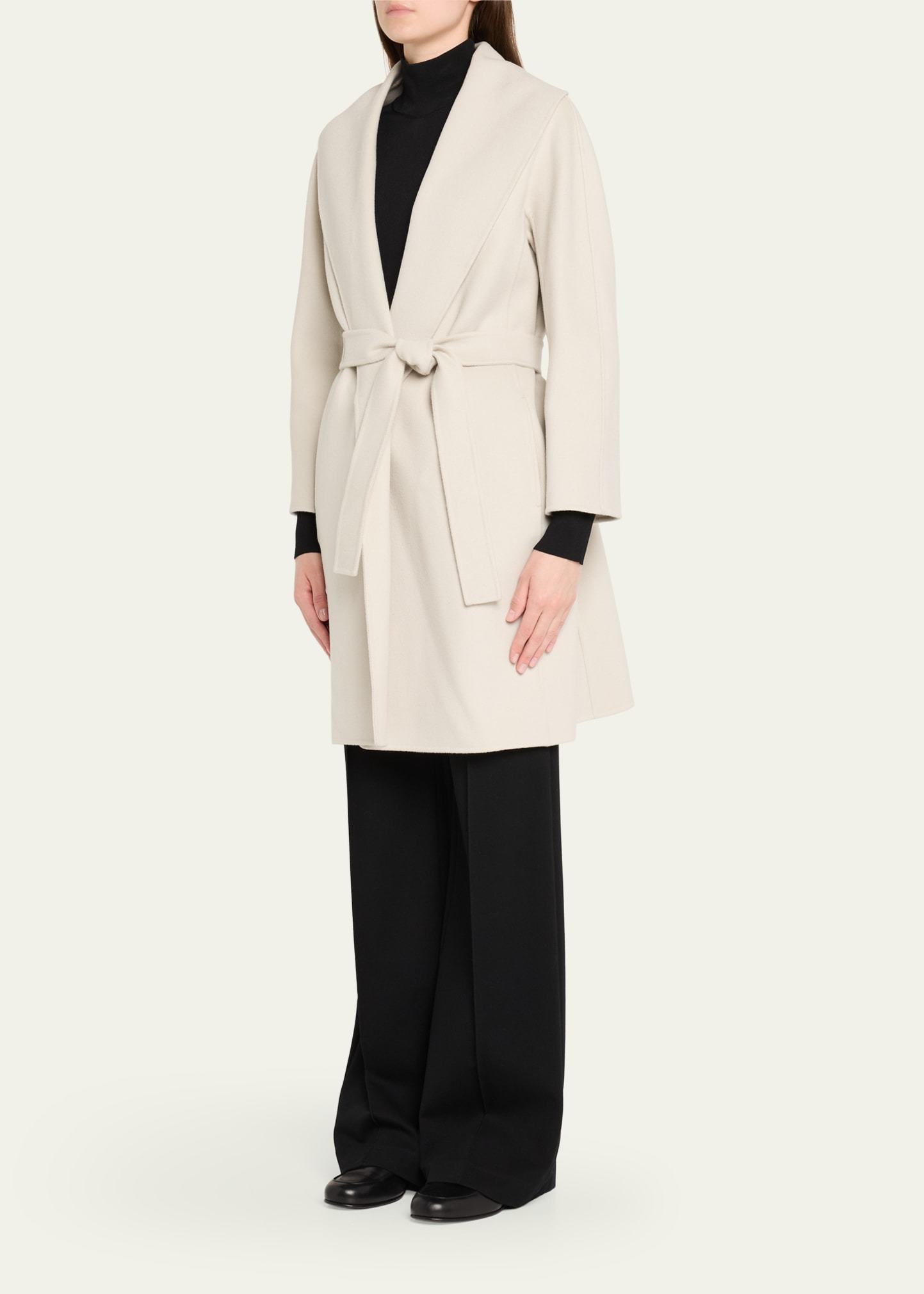 Messi Tie-Waist Wool Wrap Coat - 4