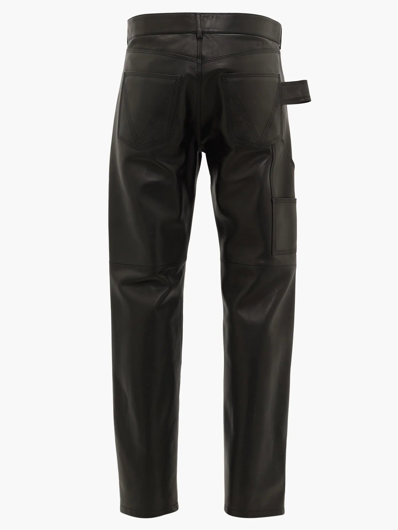 V-stitched leather trousers - 3