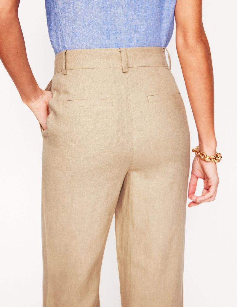 Westbourne Crop Linen Pants-Oatmeal 4