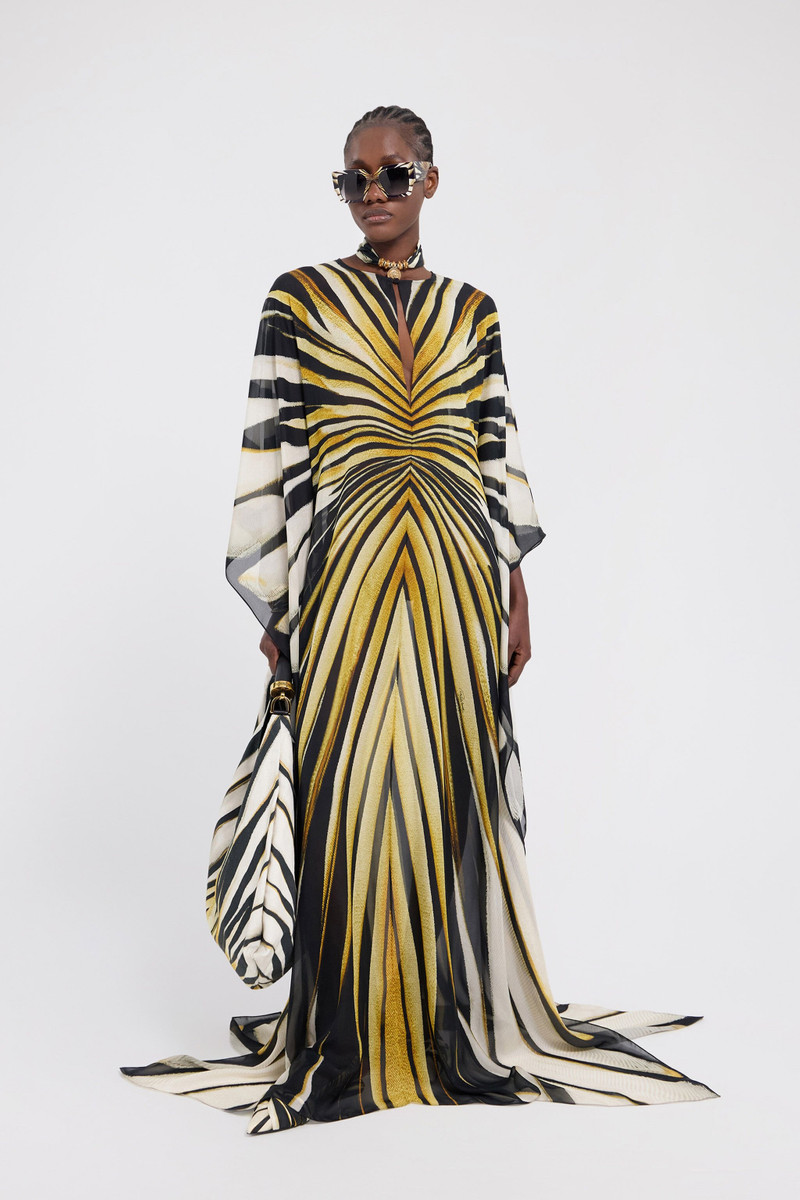 Roberto Cavalli Ray Of Gold Print Silk Maxi Dress outlook