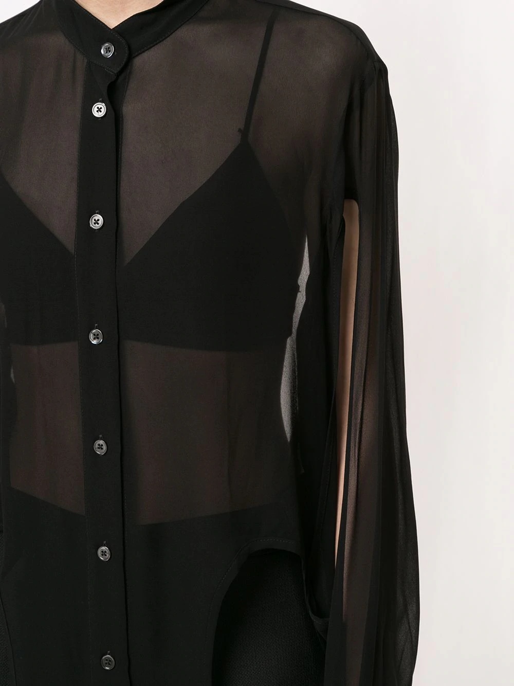 sheer open back shirt - 5