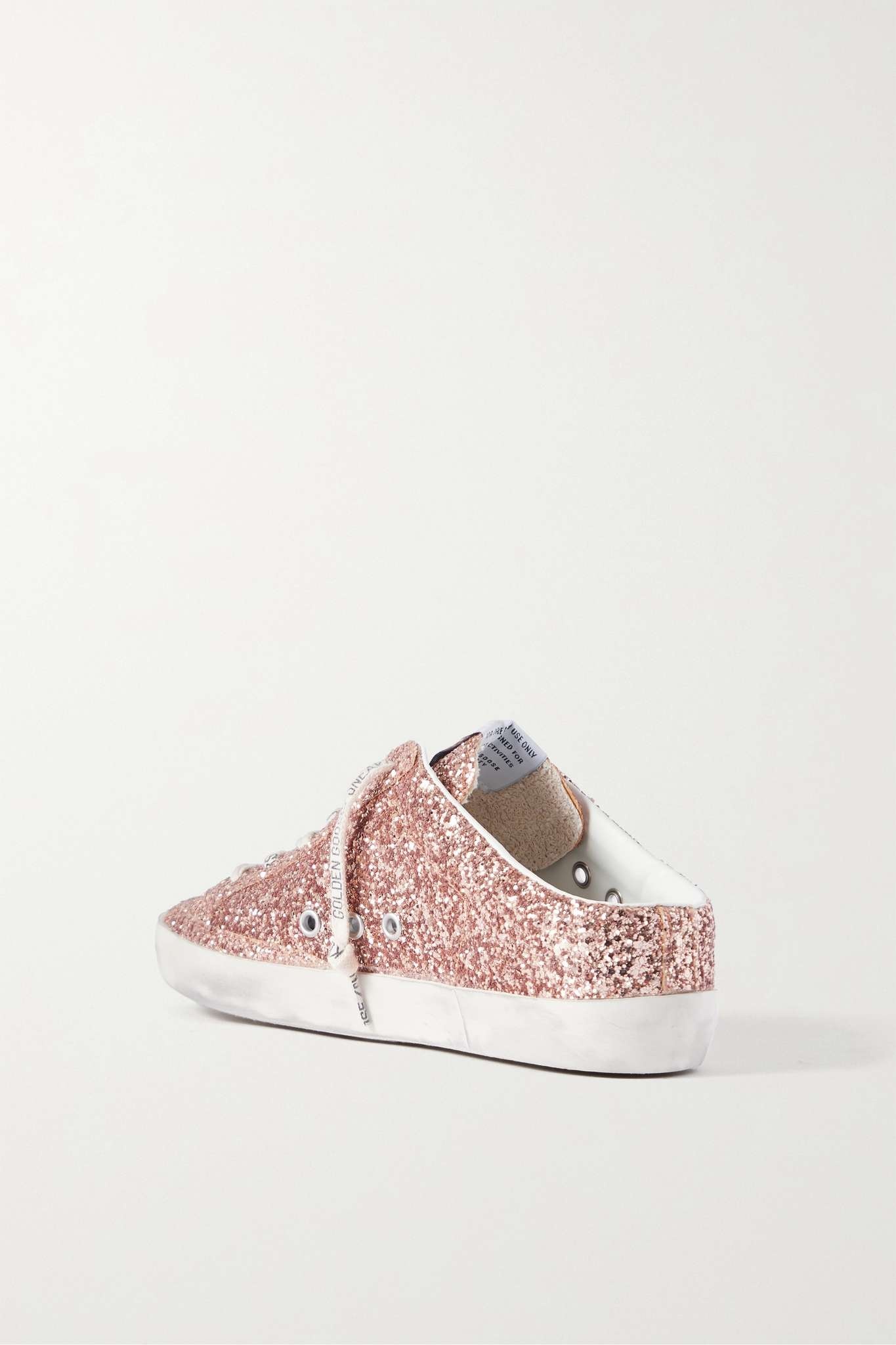 Super-Star Sabot distressed suede-trimmed glittered leather slip-on sneakers - 3