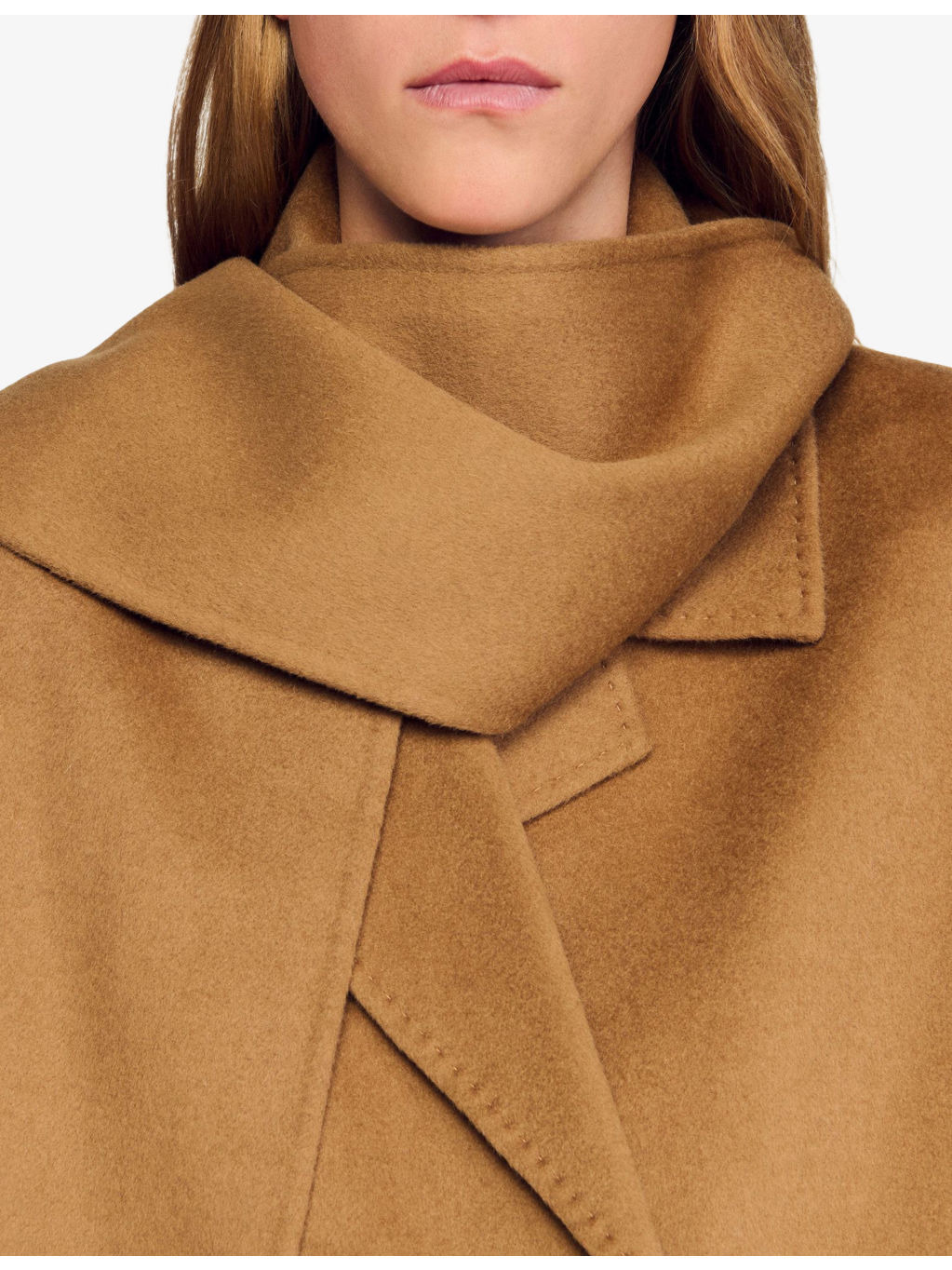 Integrated-scarf relaxed-fit wool coat - 5