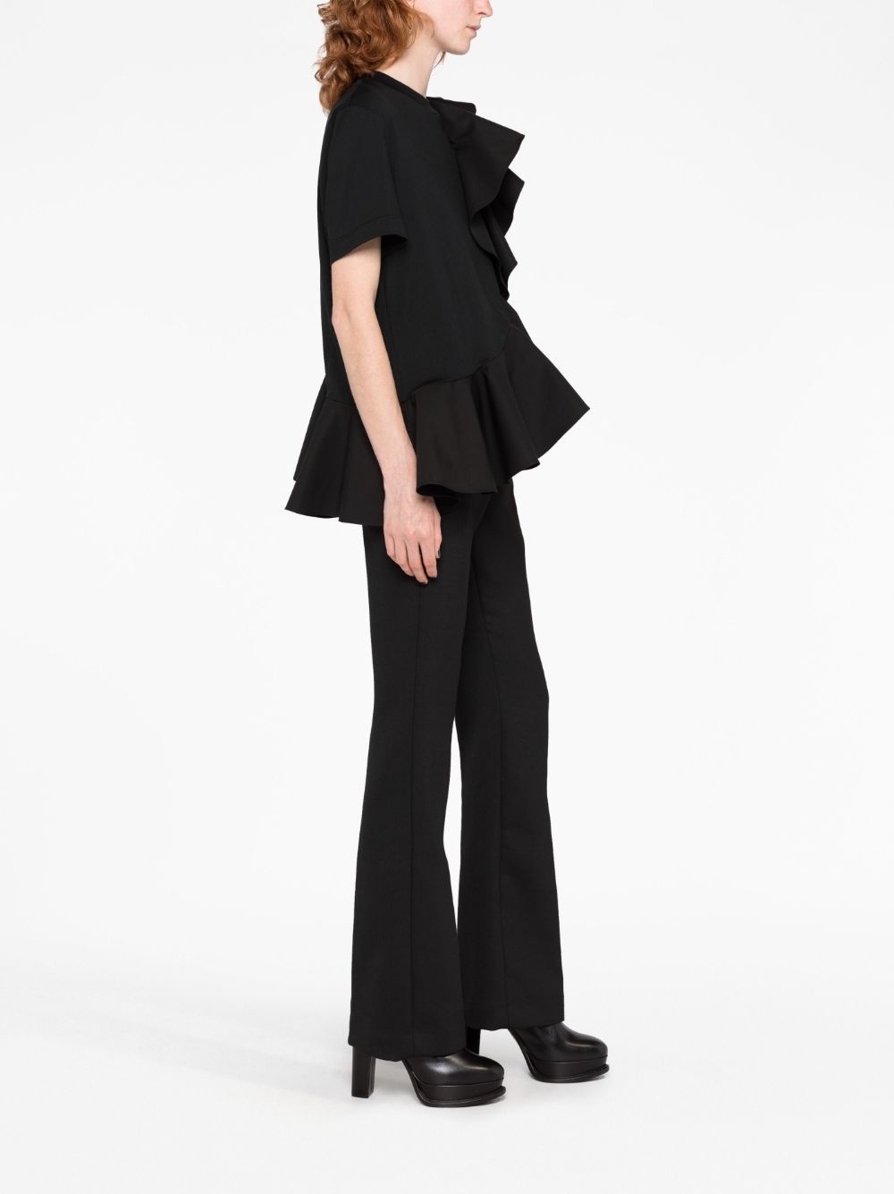 asymmetric ruffled T-shirt - 6