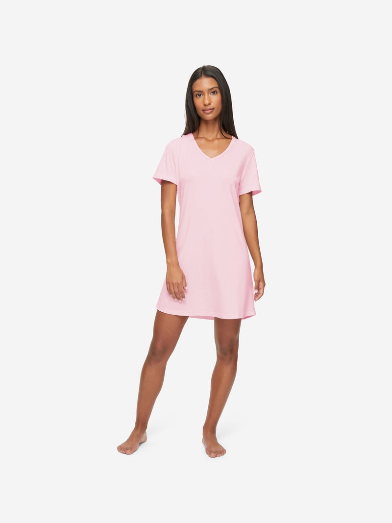 Women's V-Neck Sleep T-Shirt Lara Micro Modal Stretch Ballet Pink - 3