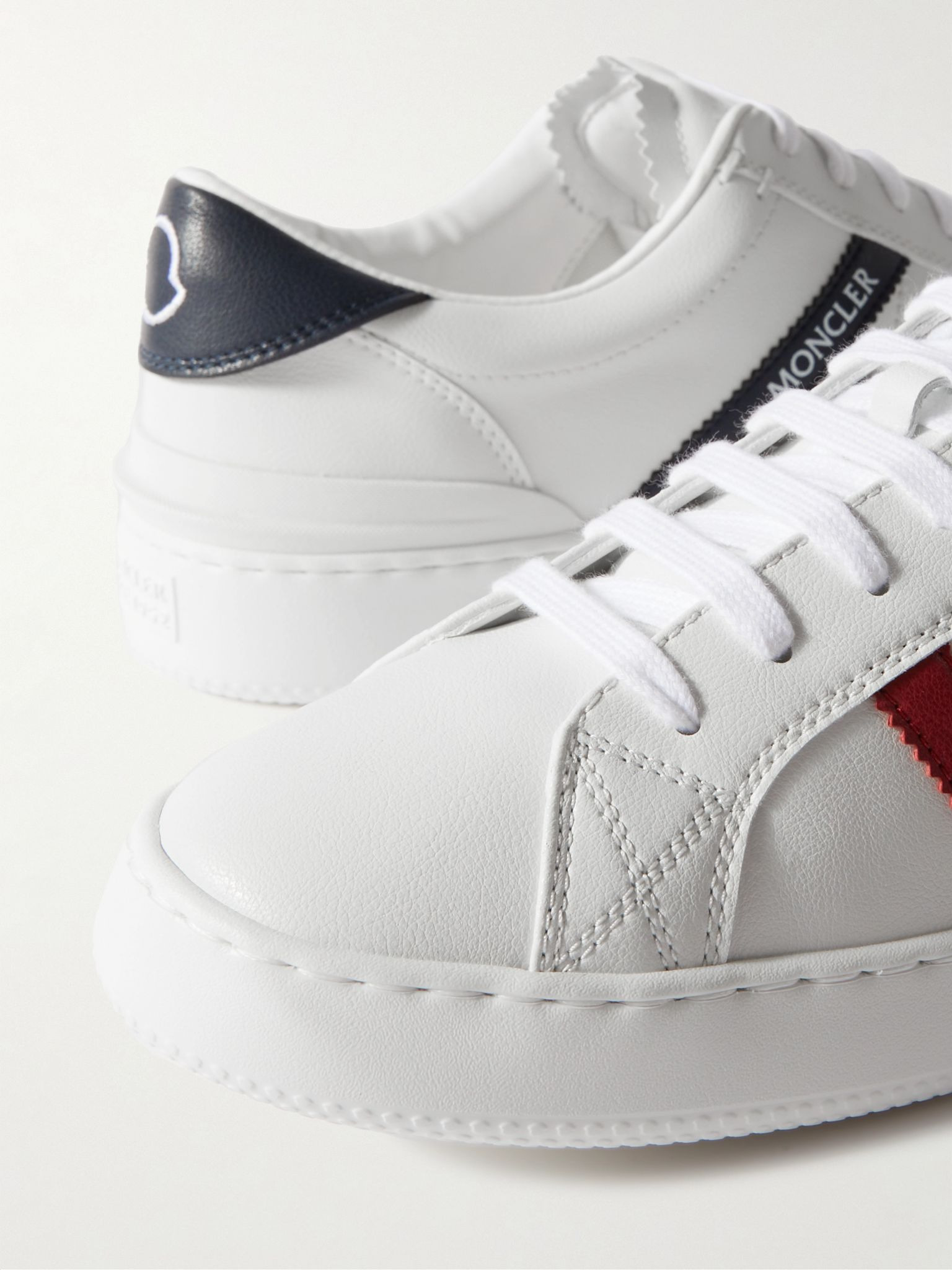 Monaco M Striped Leather Sneakers White - 6
